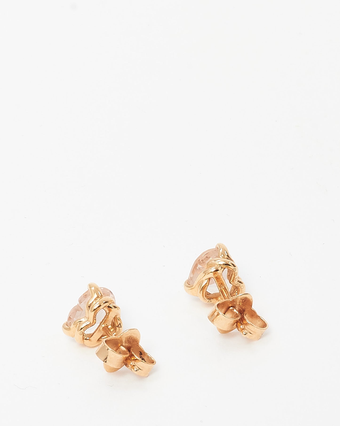 David Yurman 18K Rose Gold with Morganite Chatelaine Heart Stud Earrings