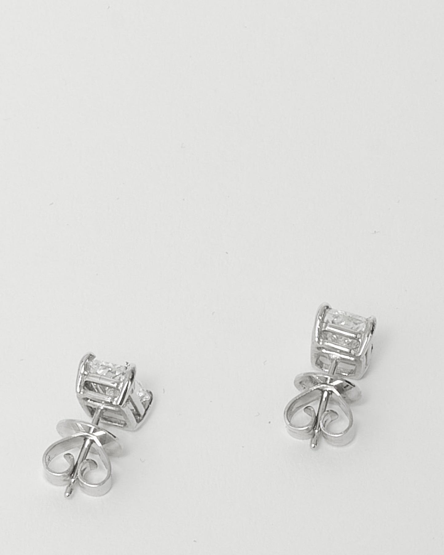 1 Carat Emerald Cut Lab Grown Diamond Stud Earrings 14K White Gold