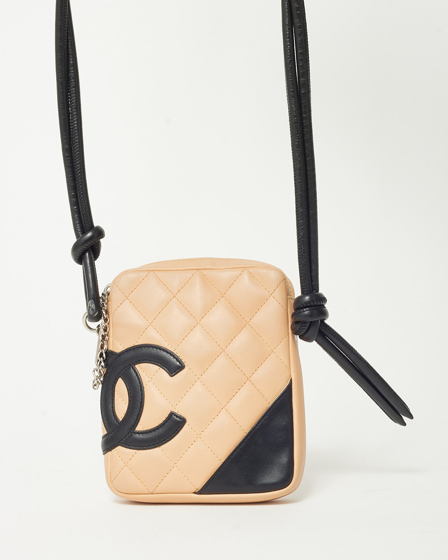 Chanel Beige and Black Quilted Calfskin Leather Cambon Ligne Crossbody Bag