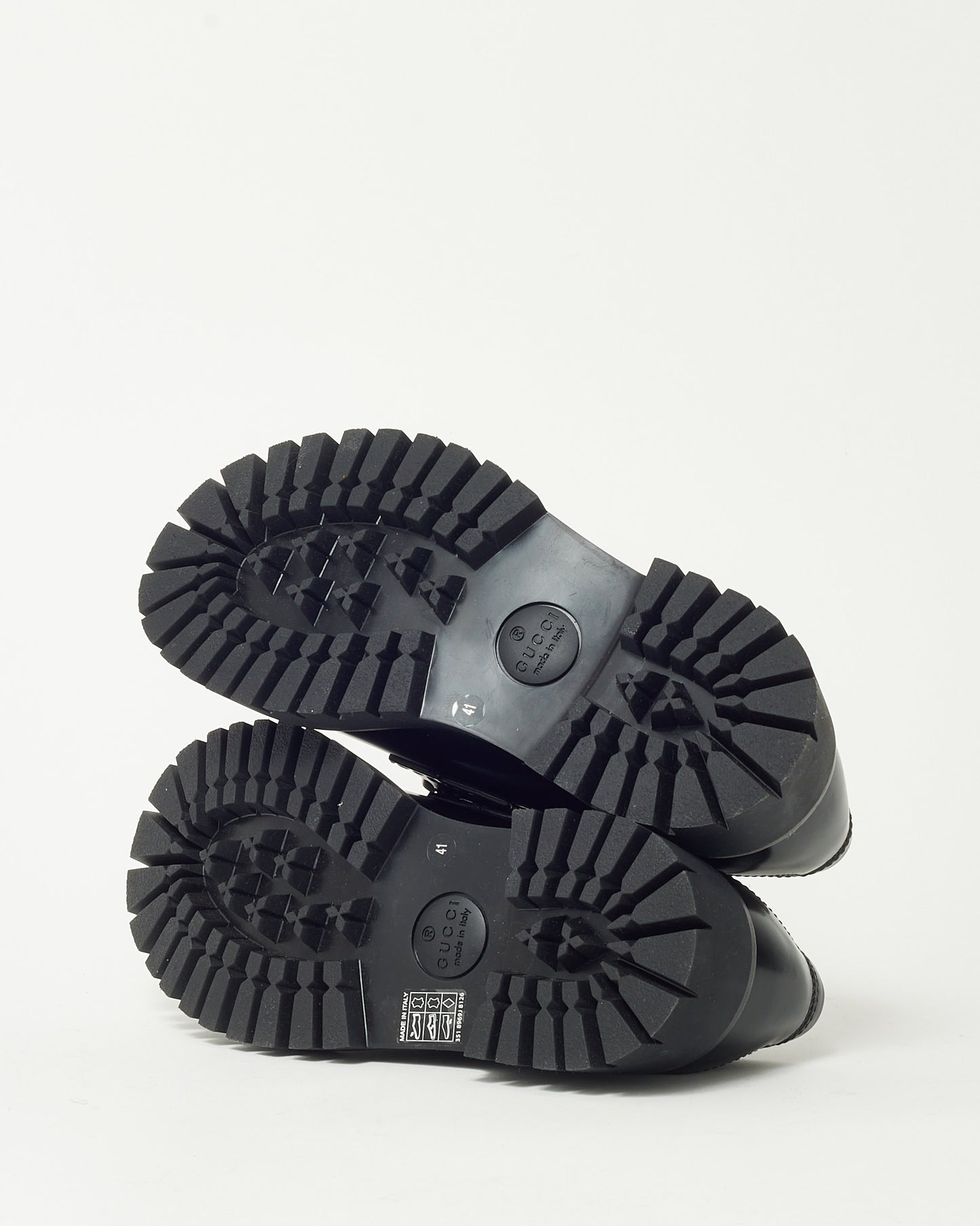 Gucci Black and White Leather SHW Interlocking GG Loafers - 41