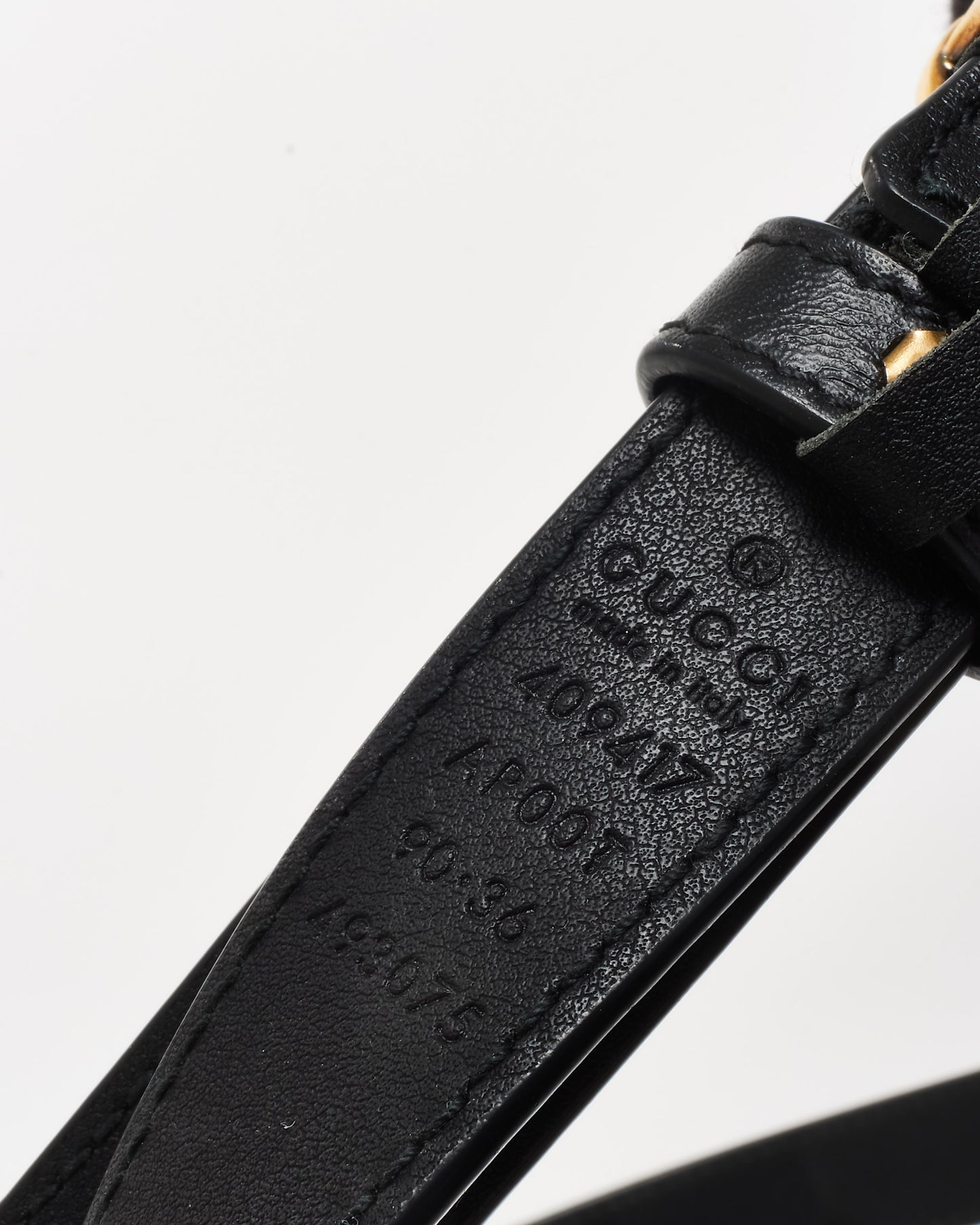 Gucci Black Leather GG Marmont Thin Belt - 90/36