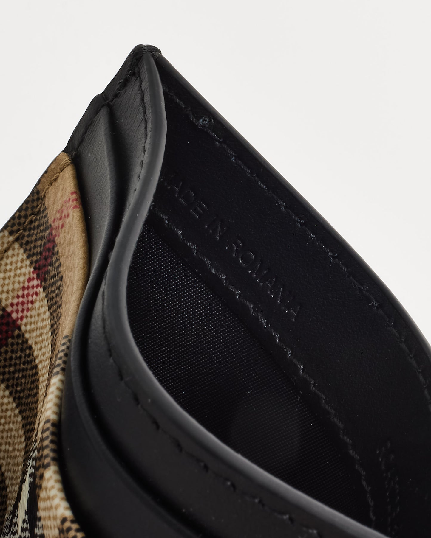 Burberry Black & Archive Beige Check Card Holder