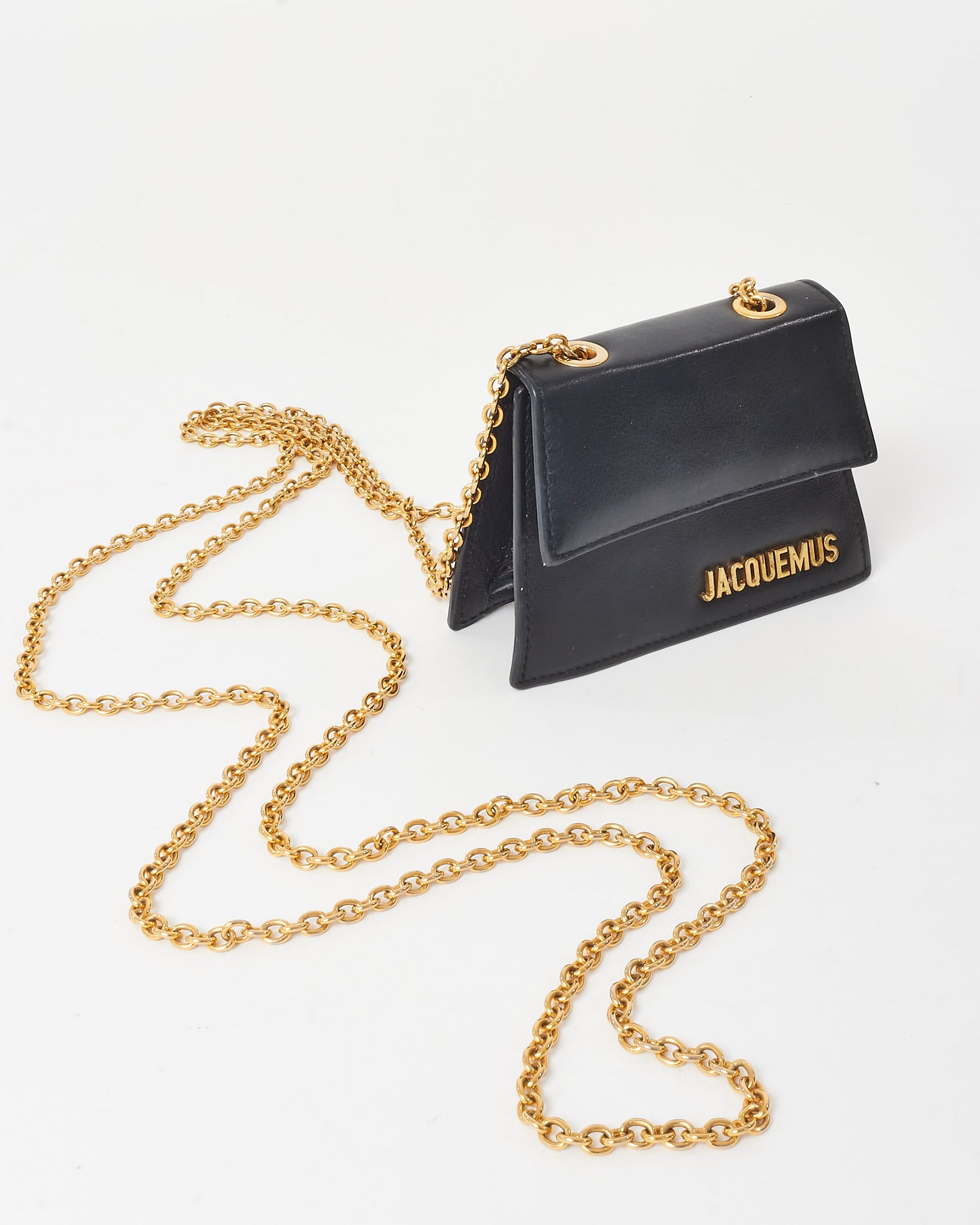 Jacquemus Black Leather Mini Le Piccolo Chain Crossbody Bag