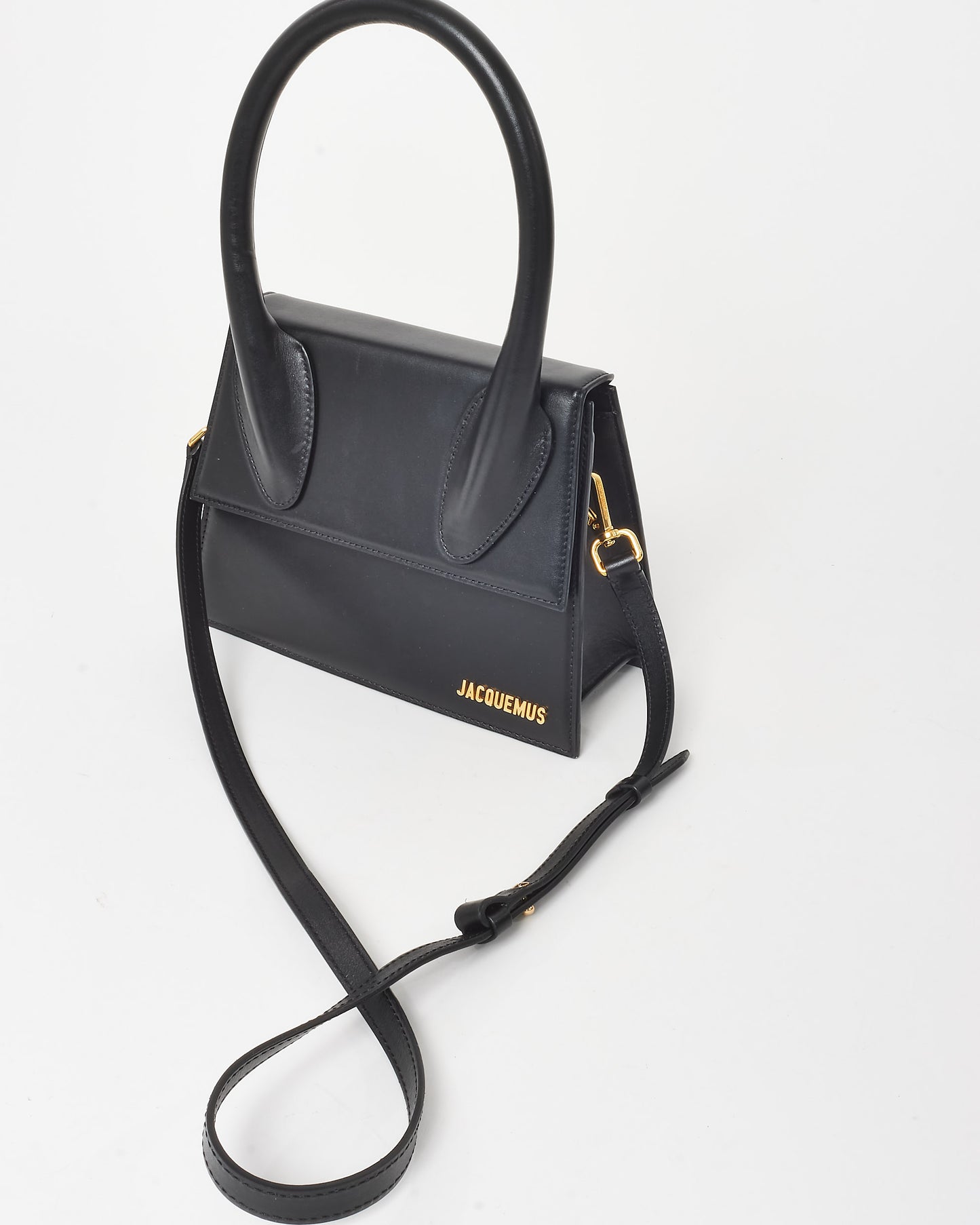 Jacquemus Black Leather "Le Grand Chiquito" Bag w/ Strap