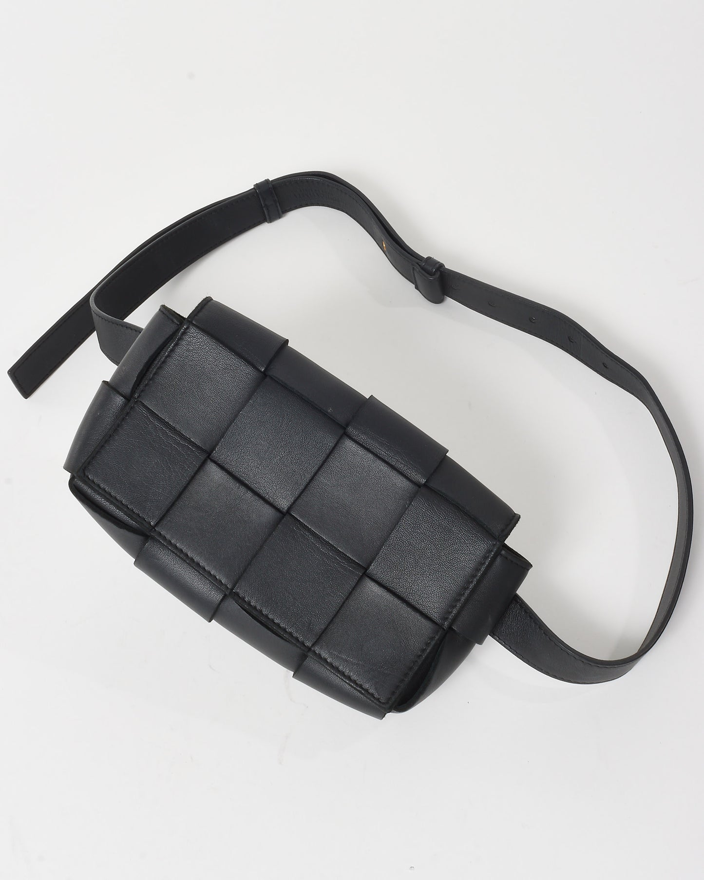 Bottega Veneta Black Nappa Maxi Intreccio Leather Cassette Belt Bag