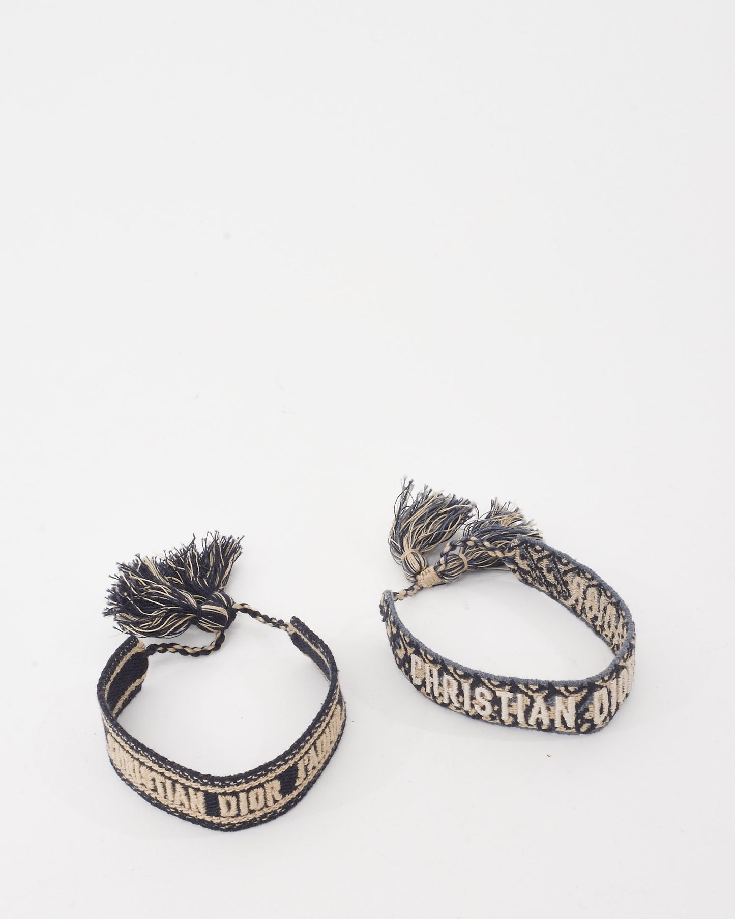 Dior Navy Blue Oblique Cotton & Logo Friendship Bracelet Set