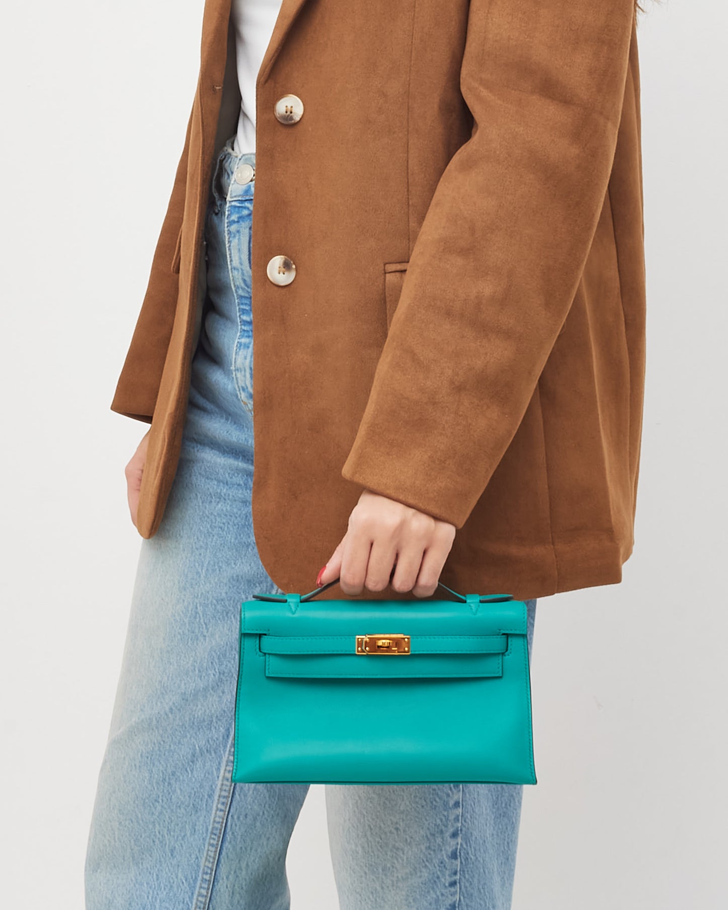 Hermès Blue Paon Swift Leather Kelly Pochette GHW