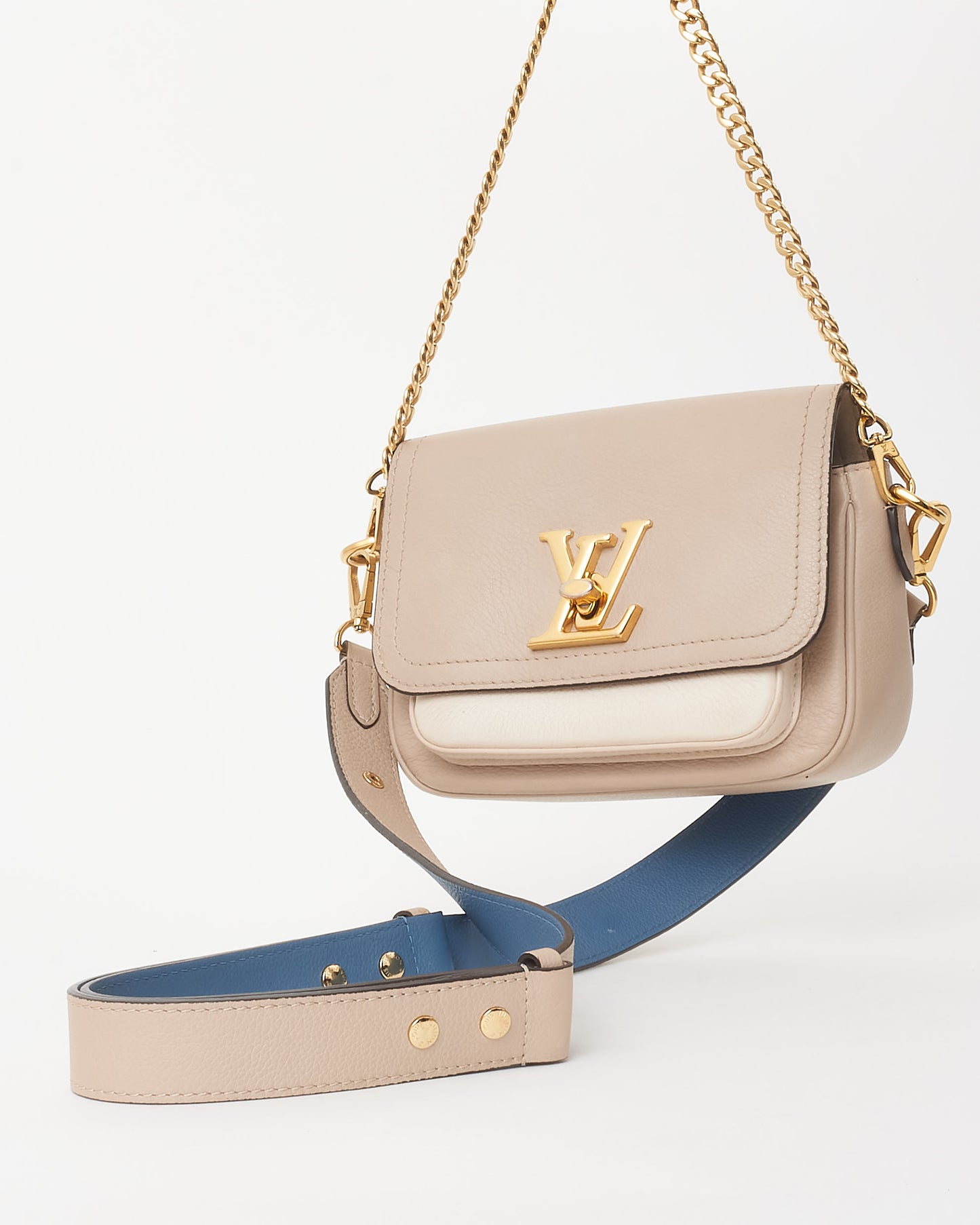 Louis Vuitton Greige Grained Leather Lockme Tender Crossbody Bag