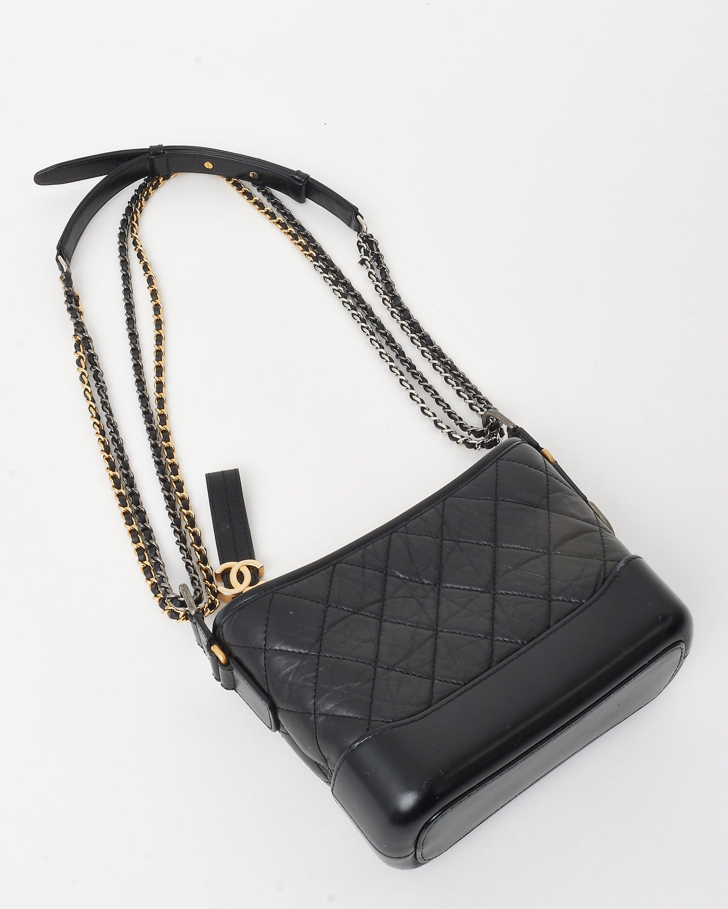 Chanel Black Quilted Leather Small Gabrielle Hobo Crossbody Bag