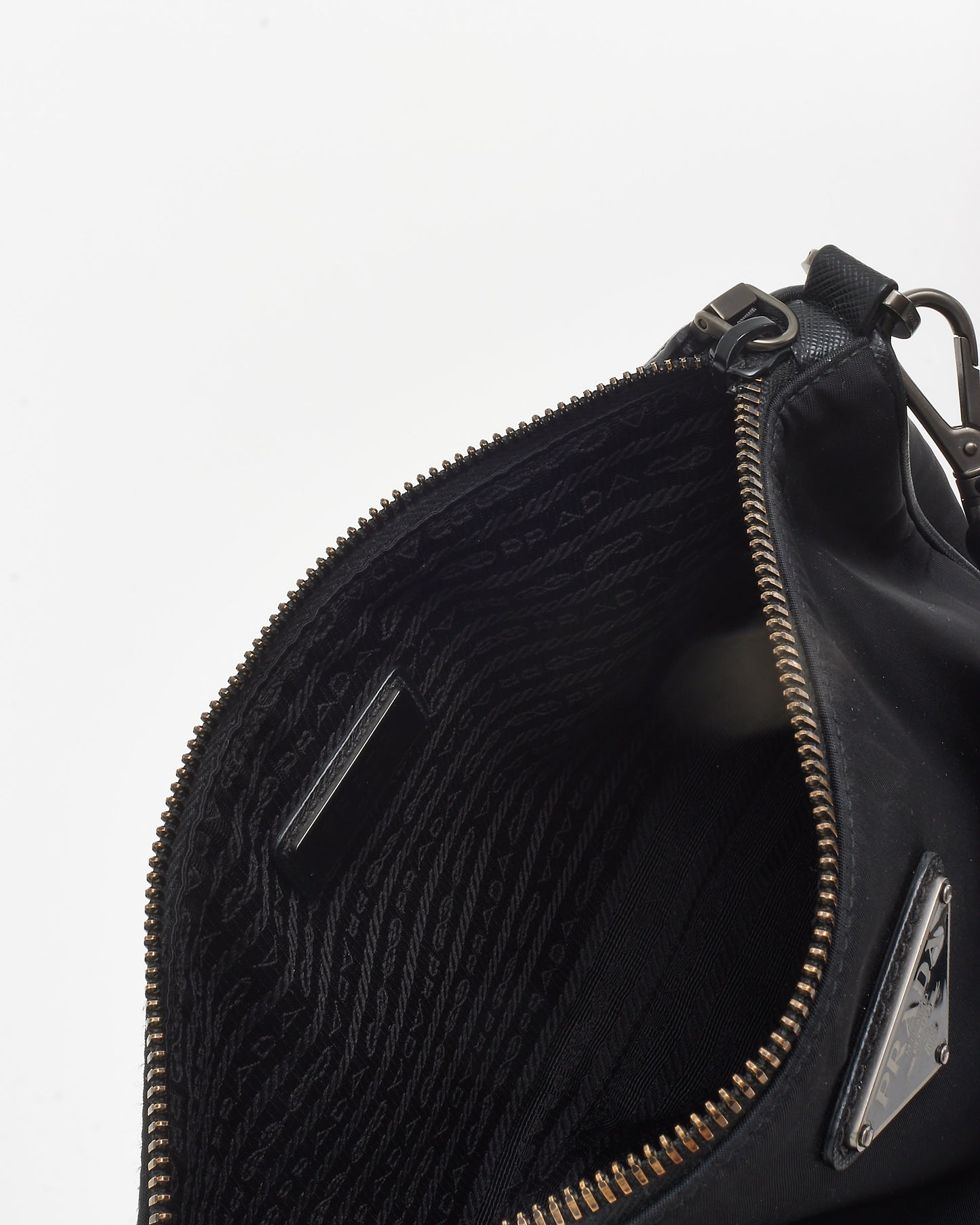 Prada Black Re-Nylon & Saffiano Leather Trim Square Zip Crossbody Bag