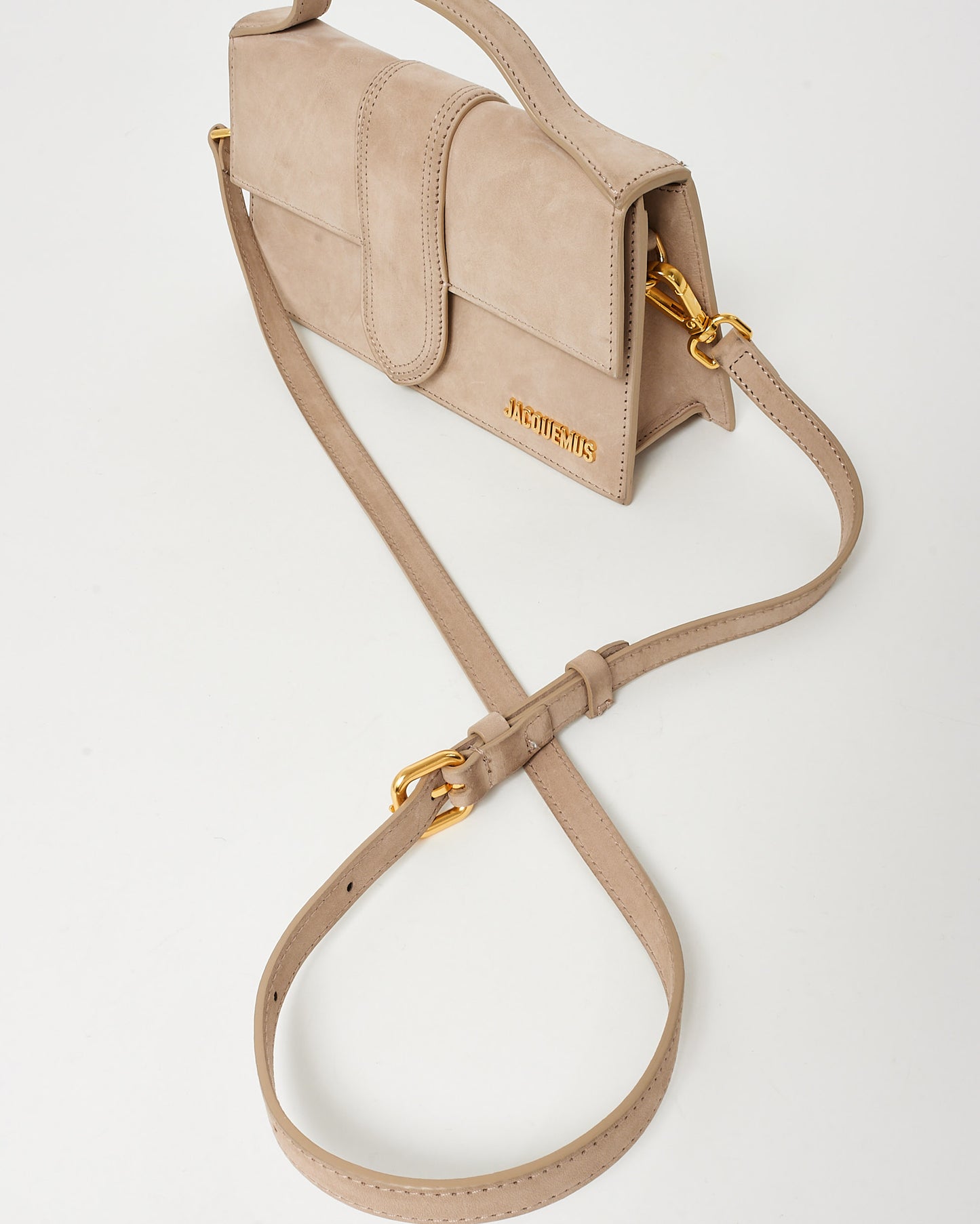 Jacquemus Beige Suede Le Bambino Top Handle Bag w/ Strap
