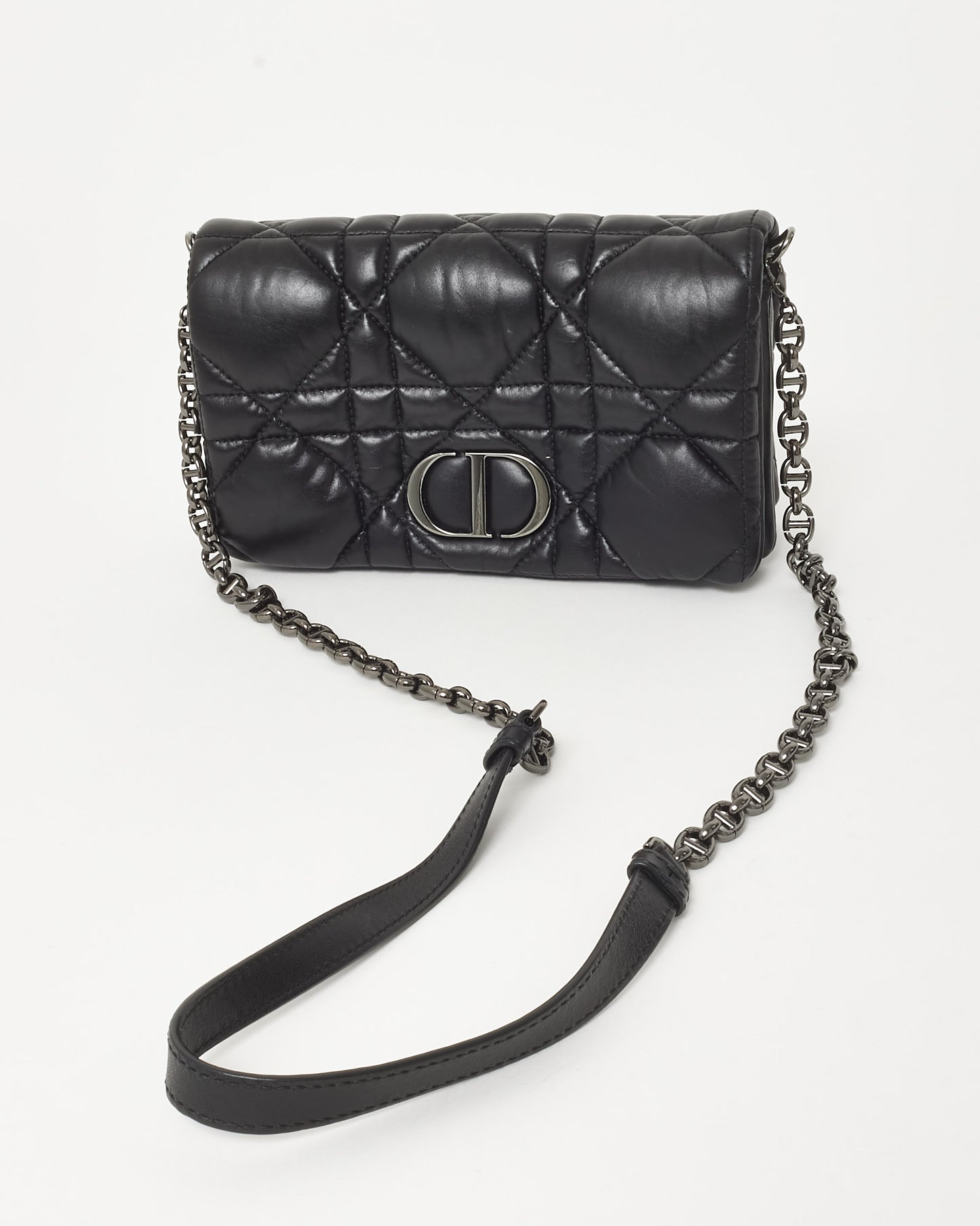 Dior Black Macrocannage Leather Mini Caro Crossbody Bag