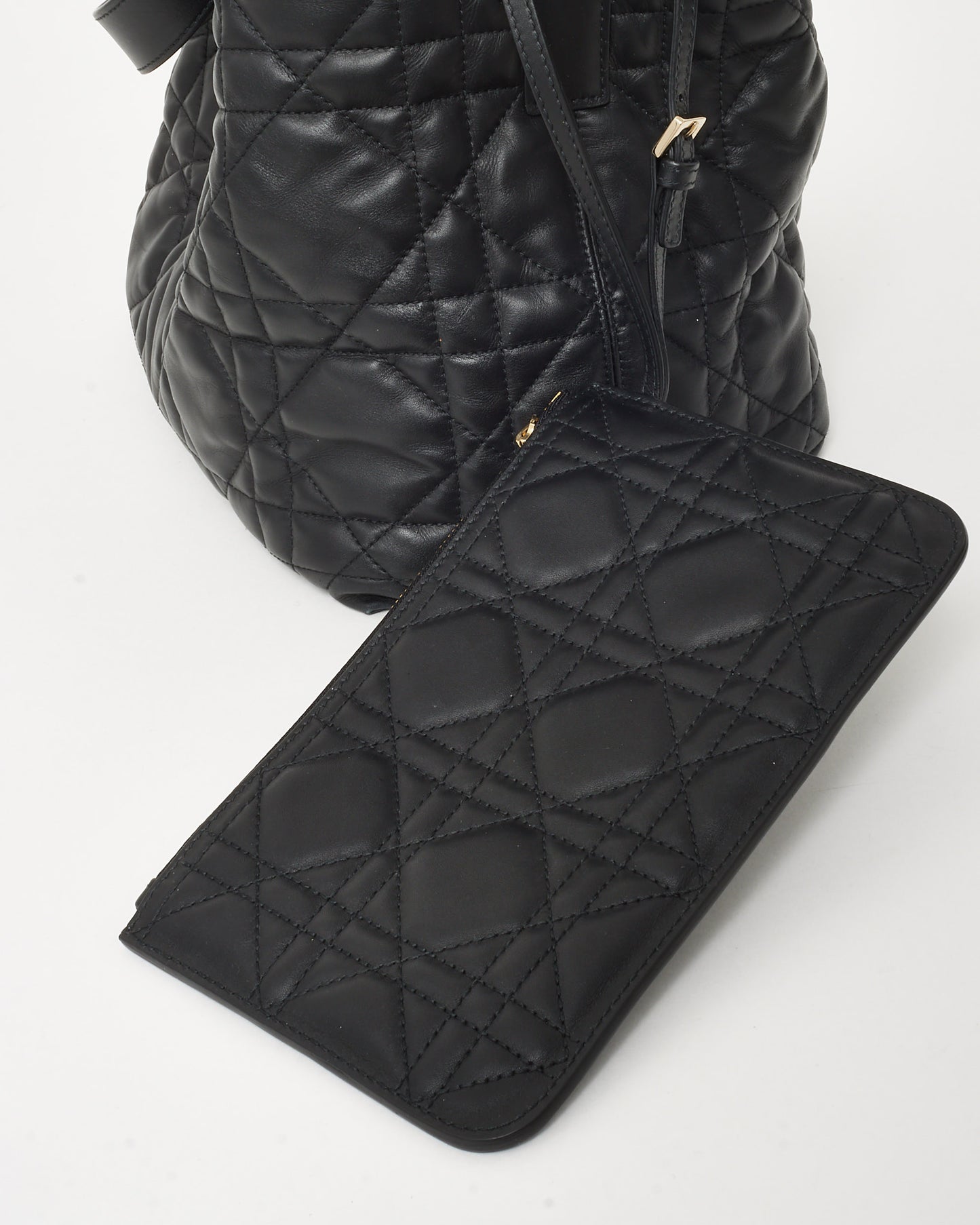 Dior Black Macrocannage Calfskin Leather Medium Toujours Bag