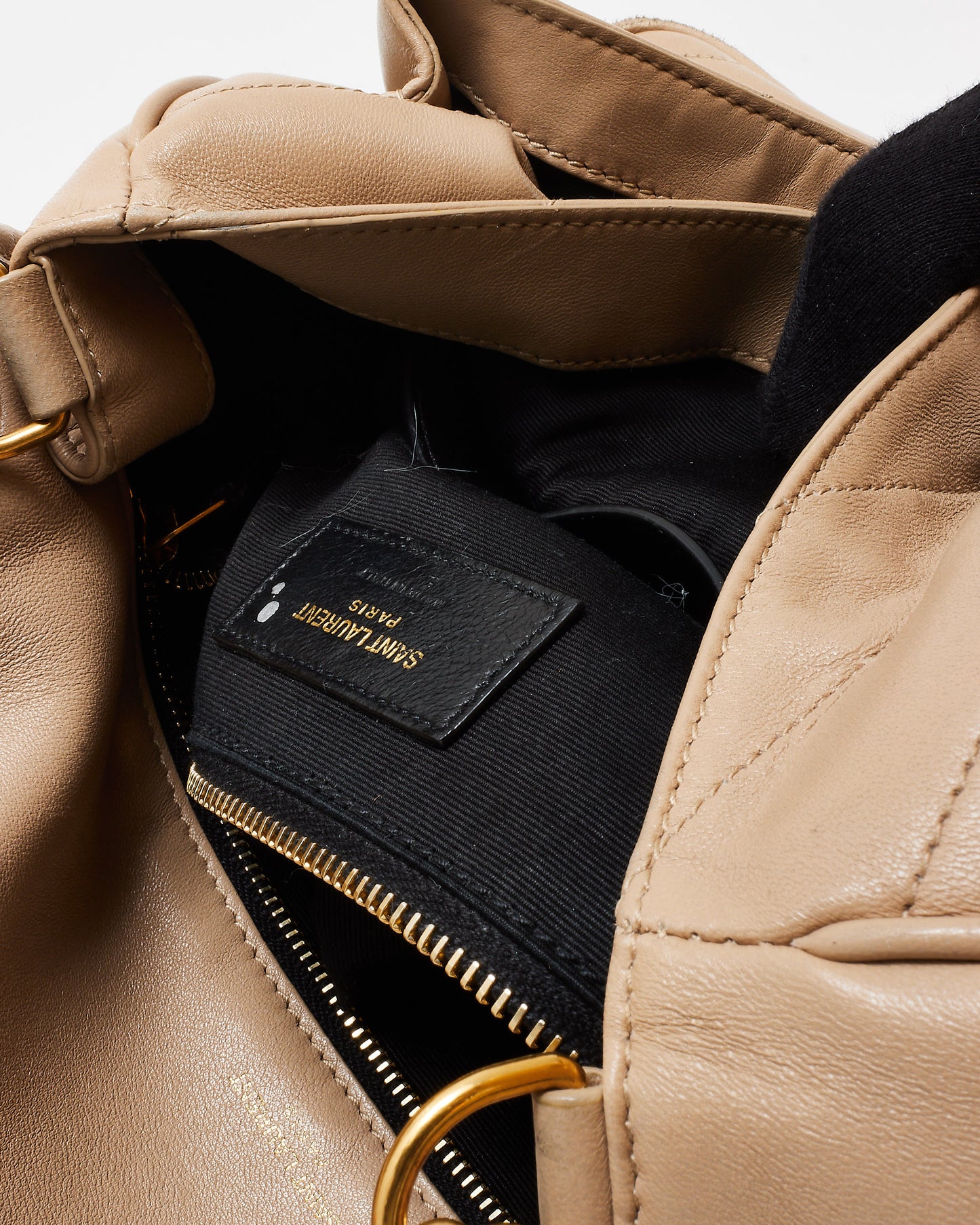 Saint Laurent Beige Chevron Leather Medium Niki Shoulder Bag