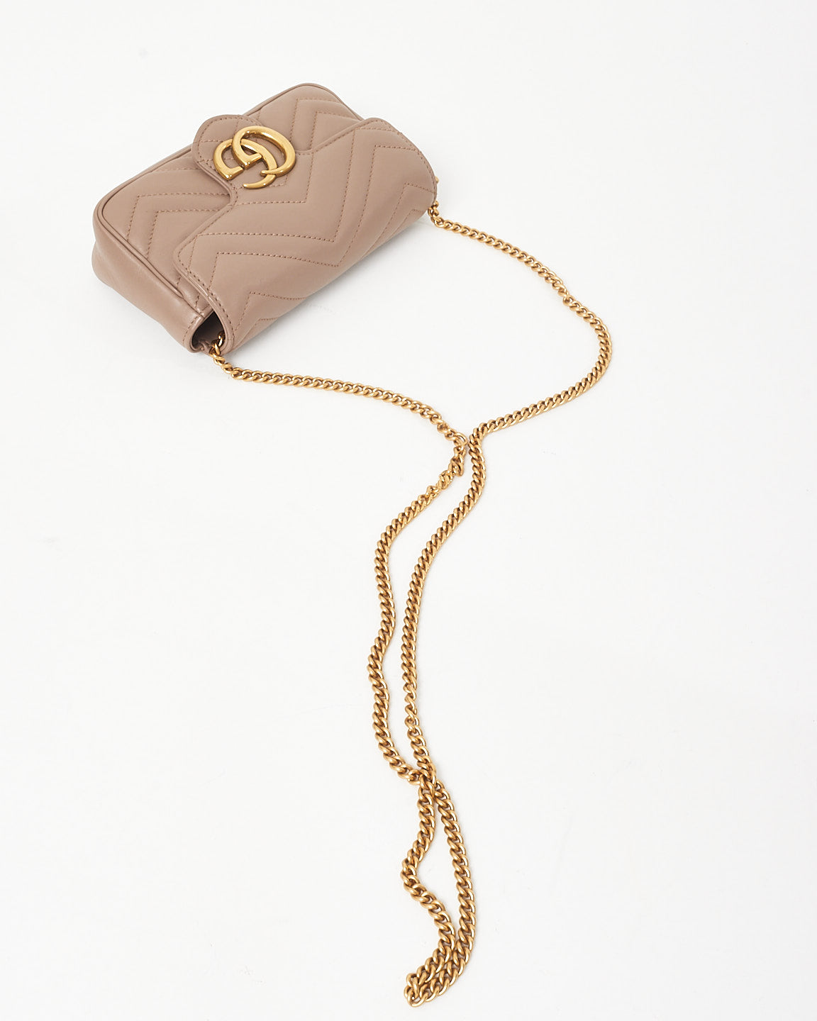 Gucci Dusty Rose Leather GG Marmont Super Mini Crossbody Bag