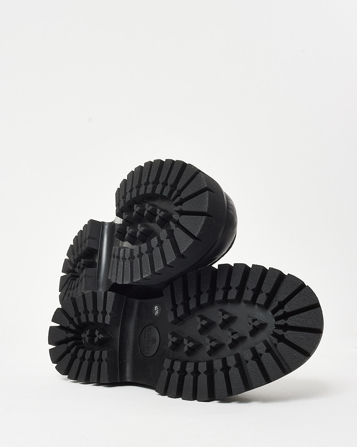 Gucci Black Piuma Calfskin Monogram GG Embossed Horsebit Rock 20mm Loafers - 40.5