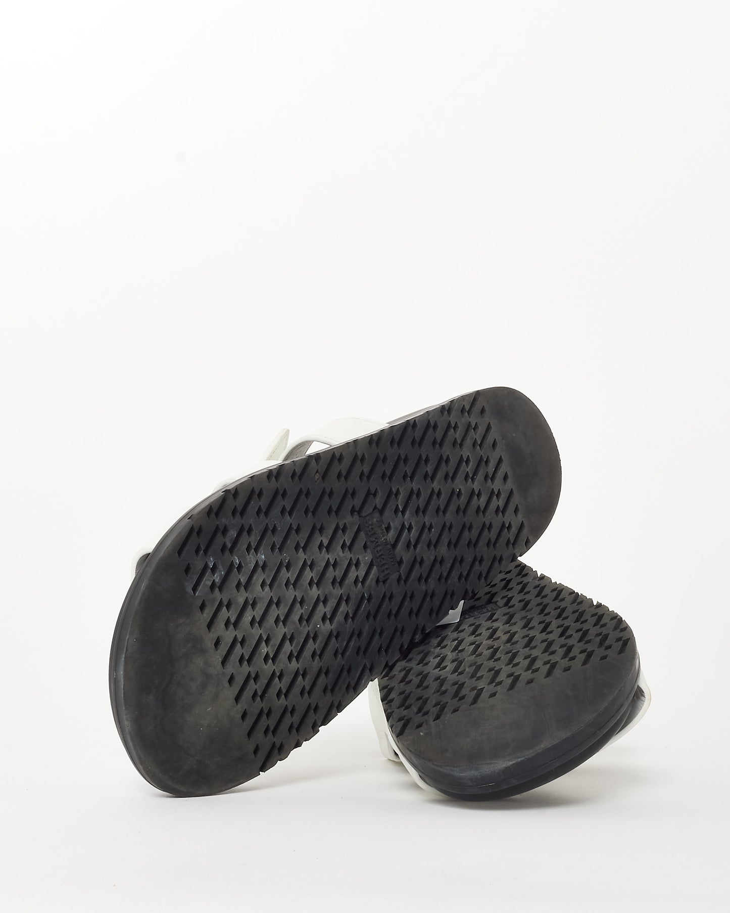 Hermès Black & White Leather H Chypre Sandals - 36.5