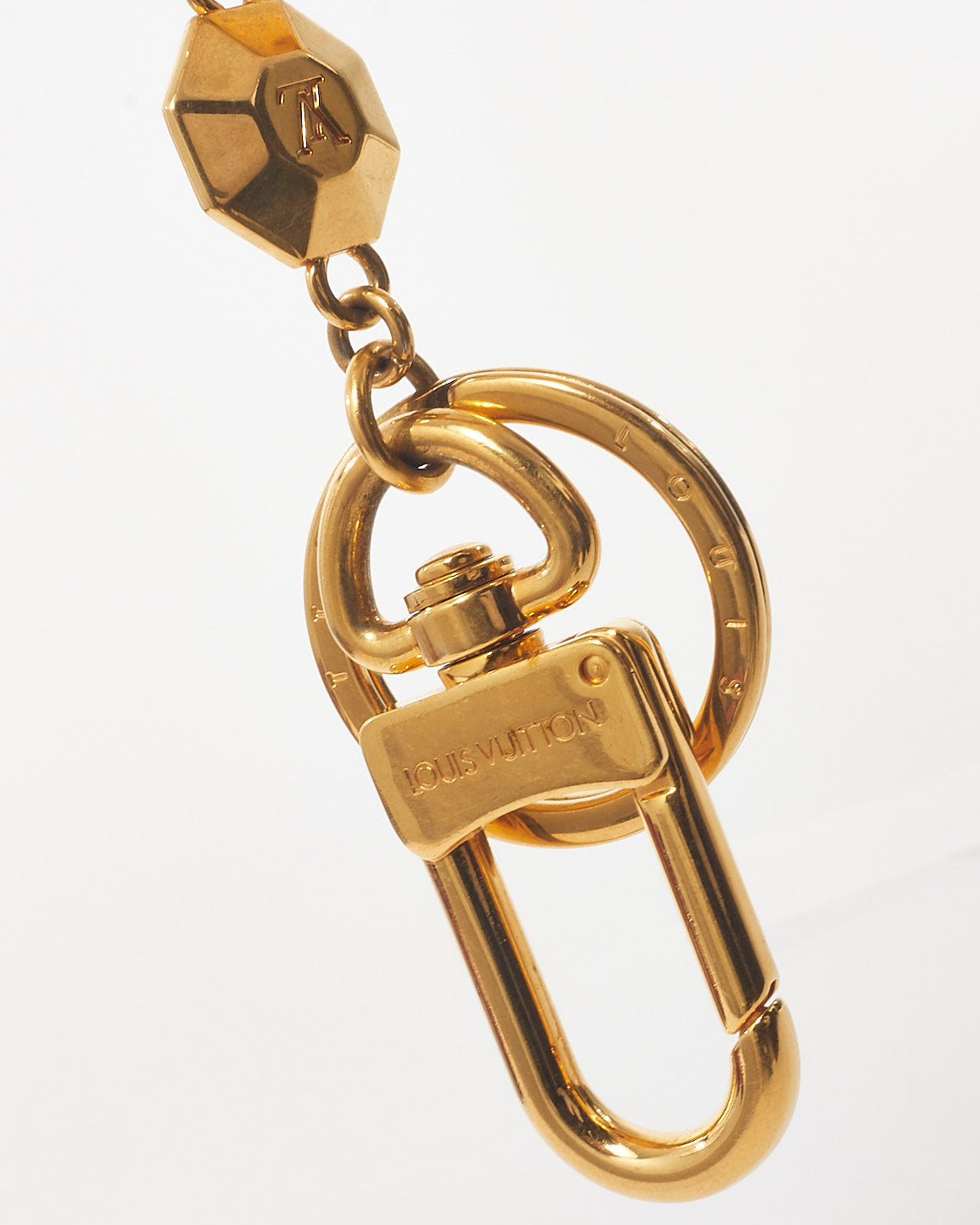 Louis Vuitton Gold Metal LV Logo Key Chain & Bag Charm