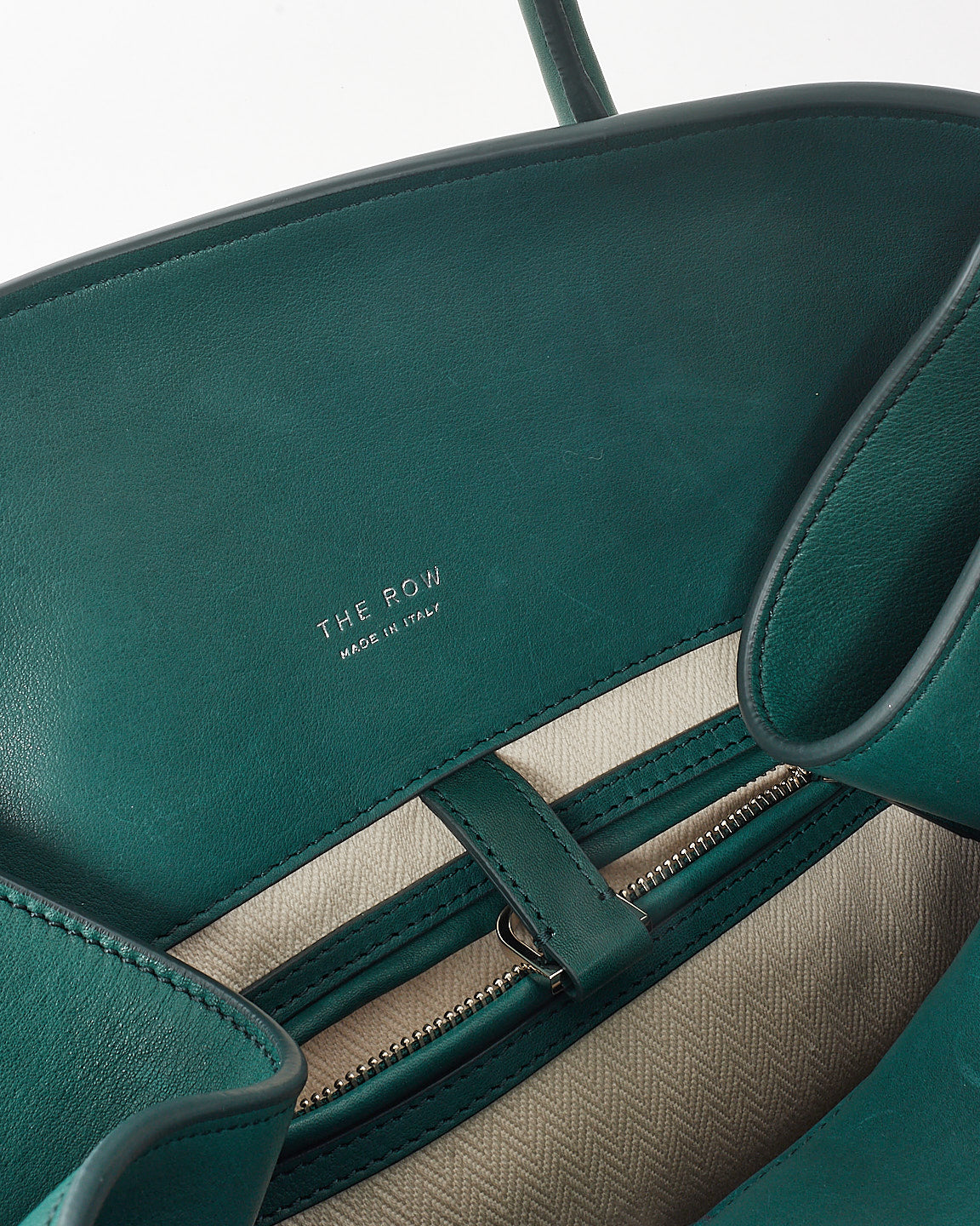 The Row Cyprus Green Smooth Leather Soft Margaux 15 Bag