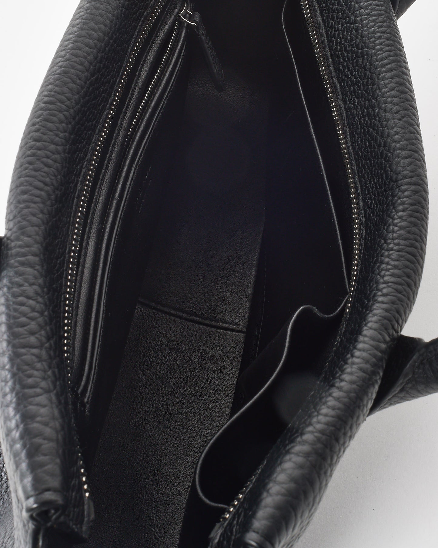 The Row Black Grained Leather E/W Top Handle Bag