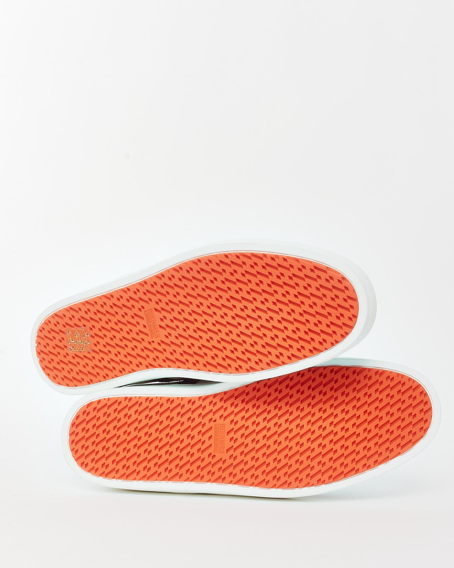 Hermès Men's White/Khaki/Black Leather Boomerang Sneakers - 43 MEN