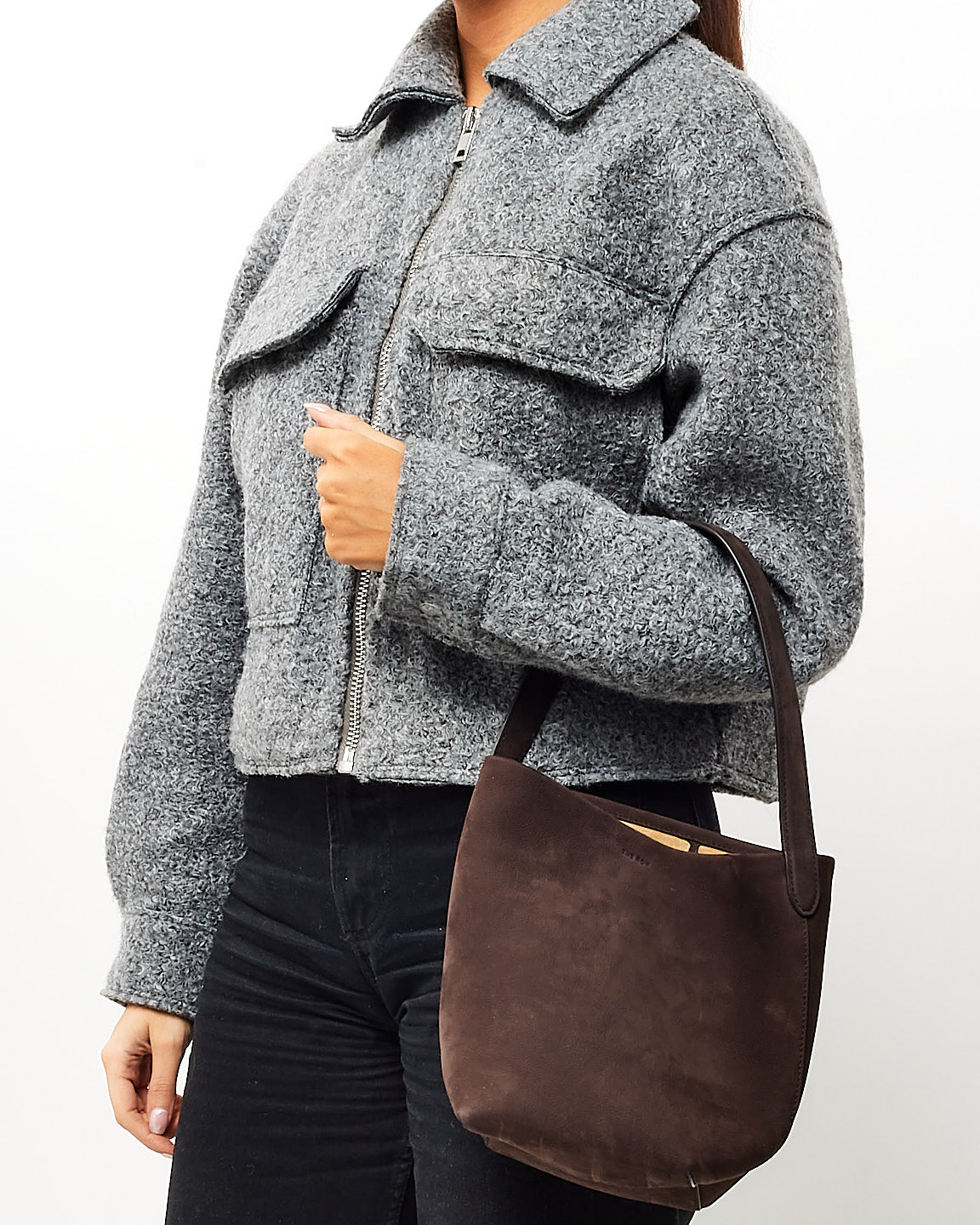 The Row Brown Suede Small N/S Park Tote Bag