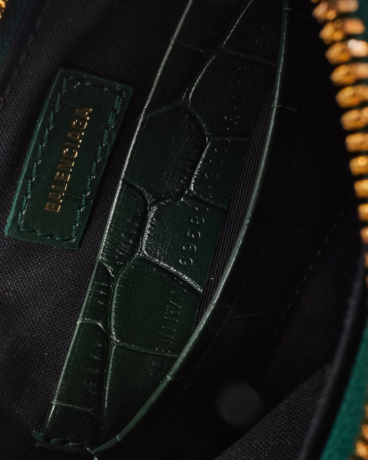 Balenciaga Green Croc Embossed Leather Le Cagole Mini Bag with Chain and Strap