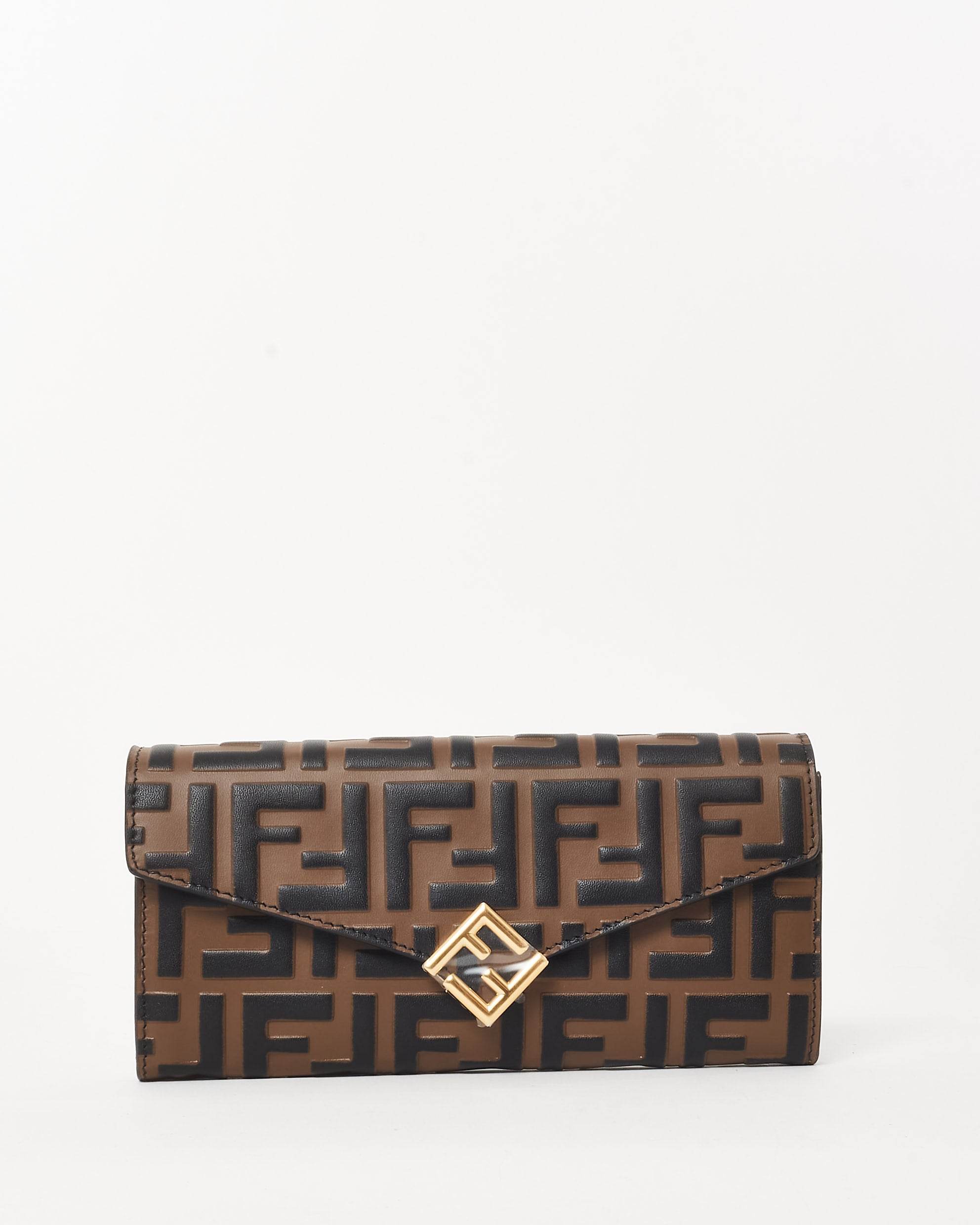 Buy Fendi Brown and Black FF Embossed Leather Diamonds Continental