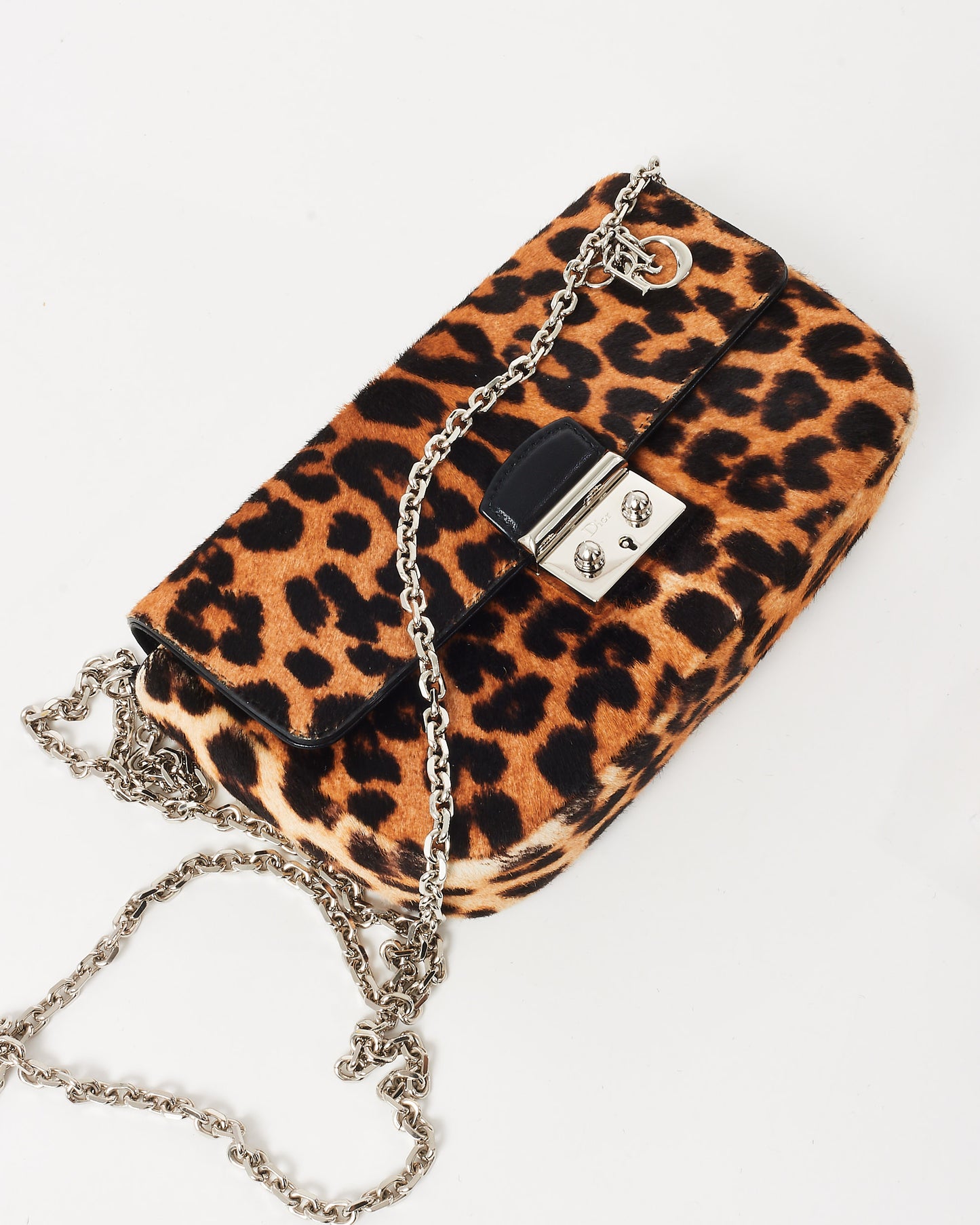 Dior Leopard Pony Hair Fur Miss Dior Small Chain Flap Bag
