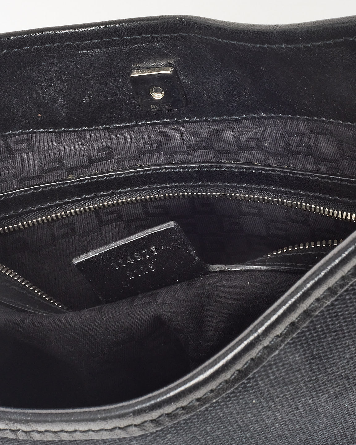 Gucci Black Canvas Interlock G Logo Reins Hobo Shoulder Bag