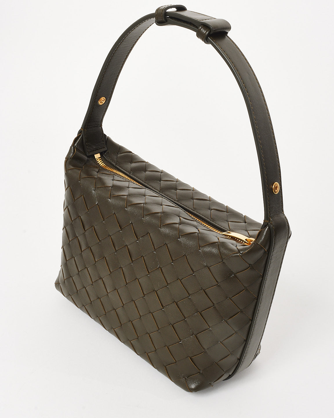 Bottega Veneta Kaki Intrecciato Leather Mini Wallace Bag