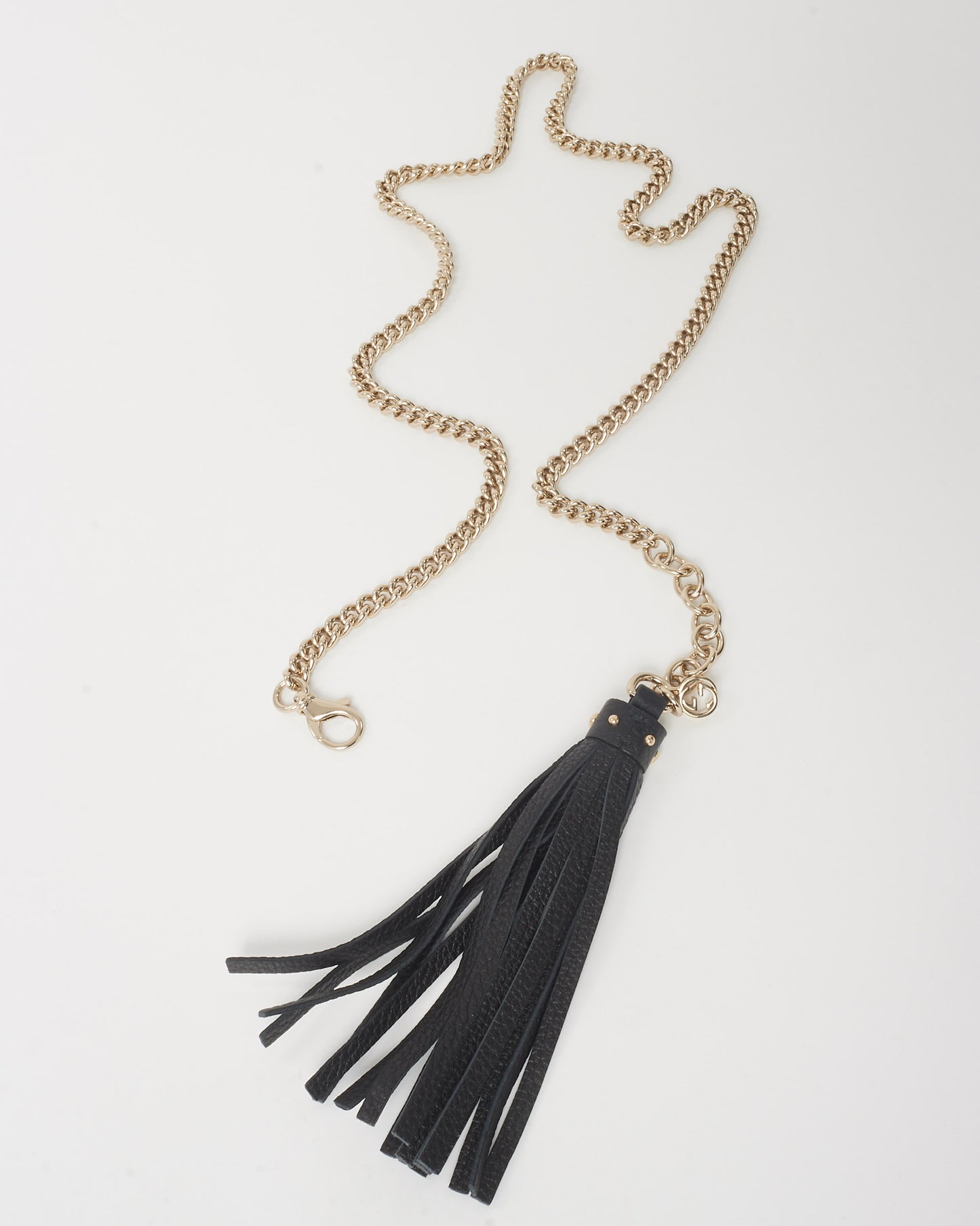 Gucci Gold-Tone Chain & Leather Tassel Belt