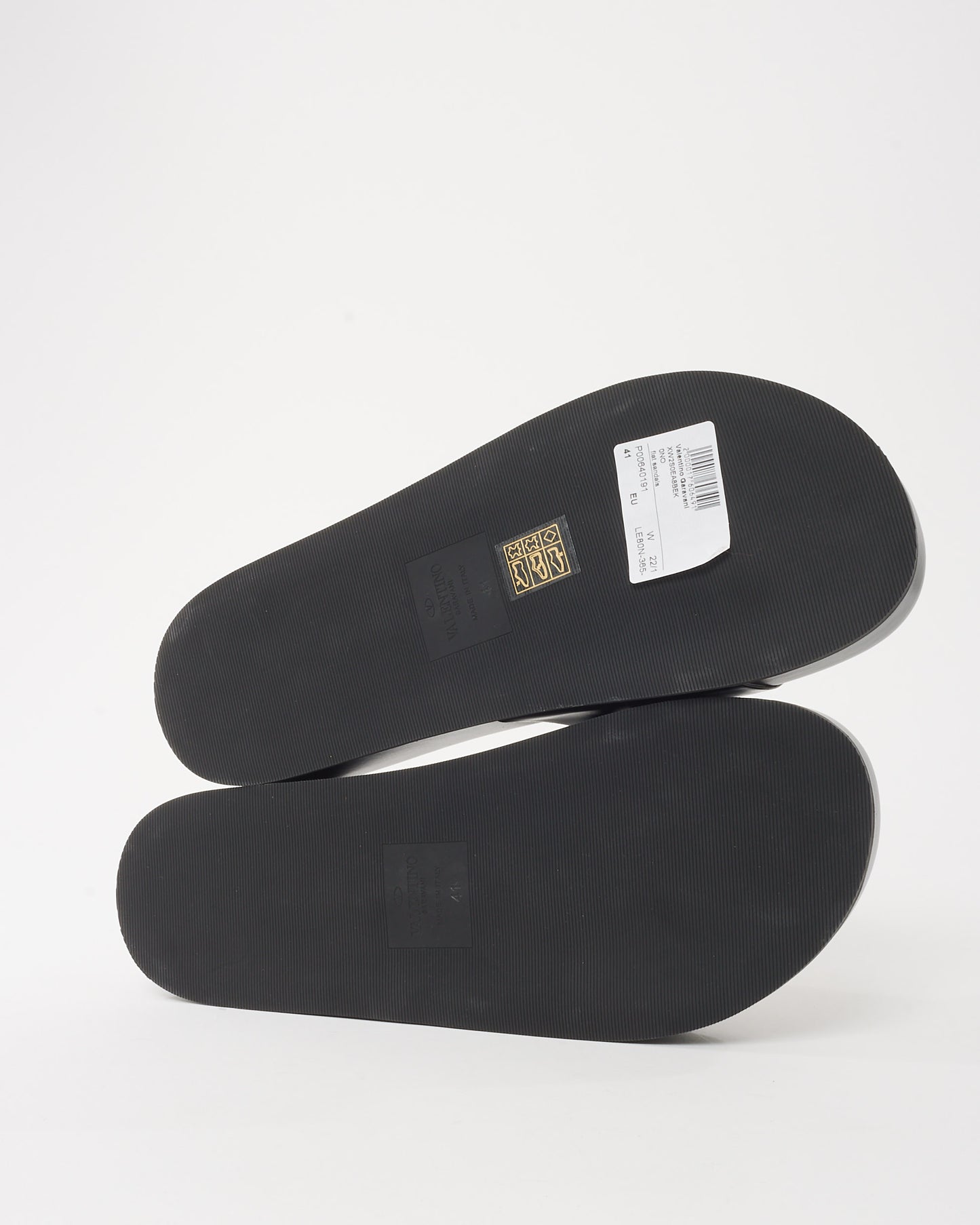 Valentino Black Leather VLogo Signature Platform Slides - 41