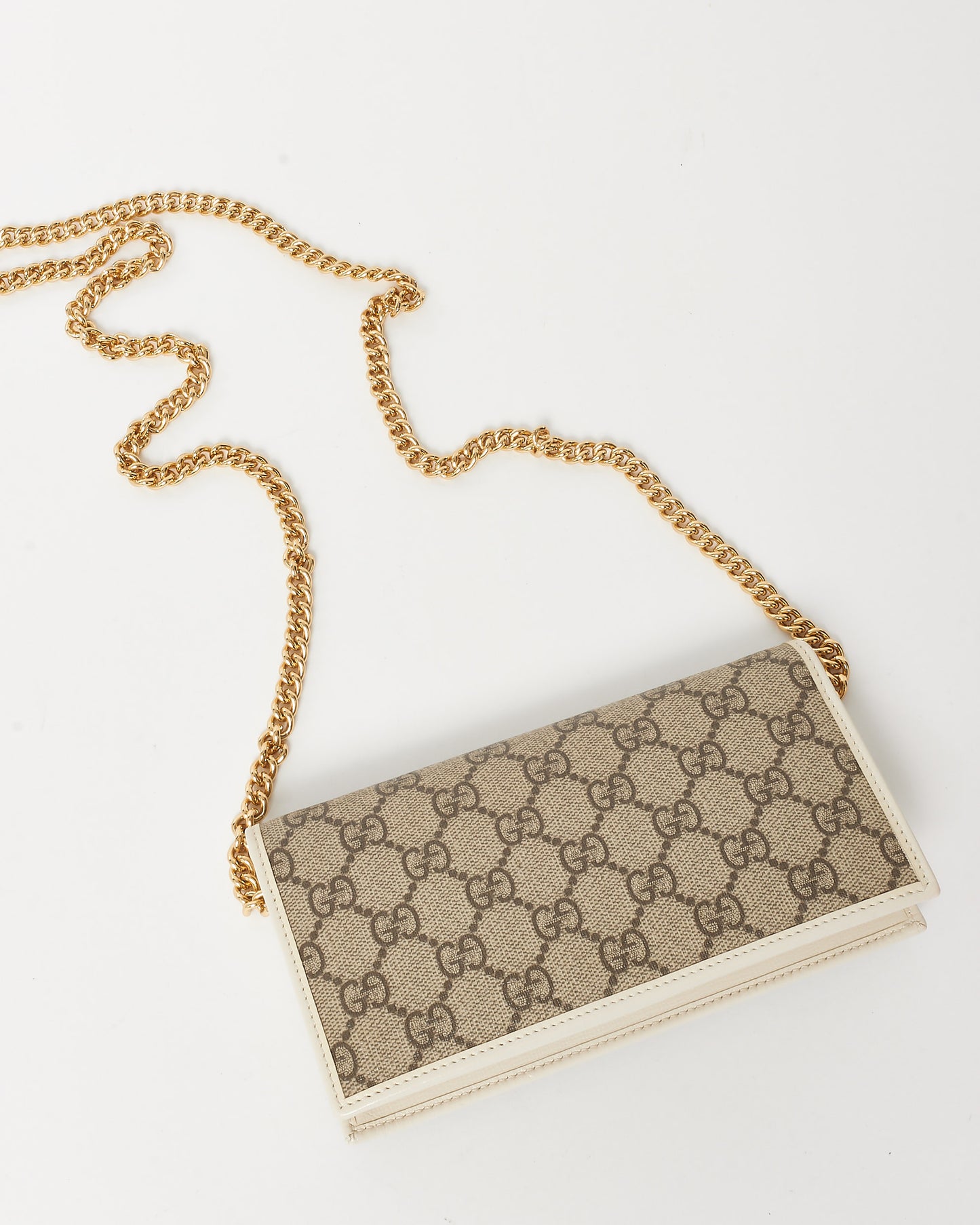 Gucci White GG Supreme Coated Canvas Horesbit 1955 WOC Wallet on Chain Bag