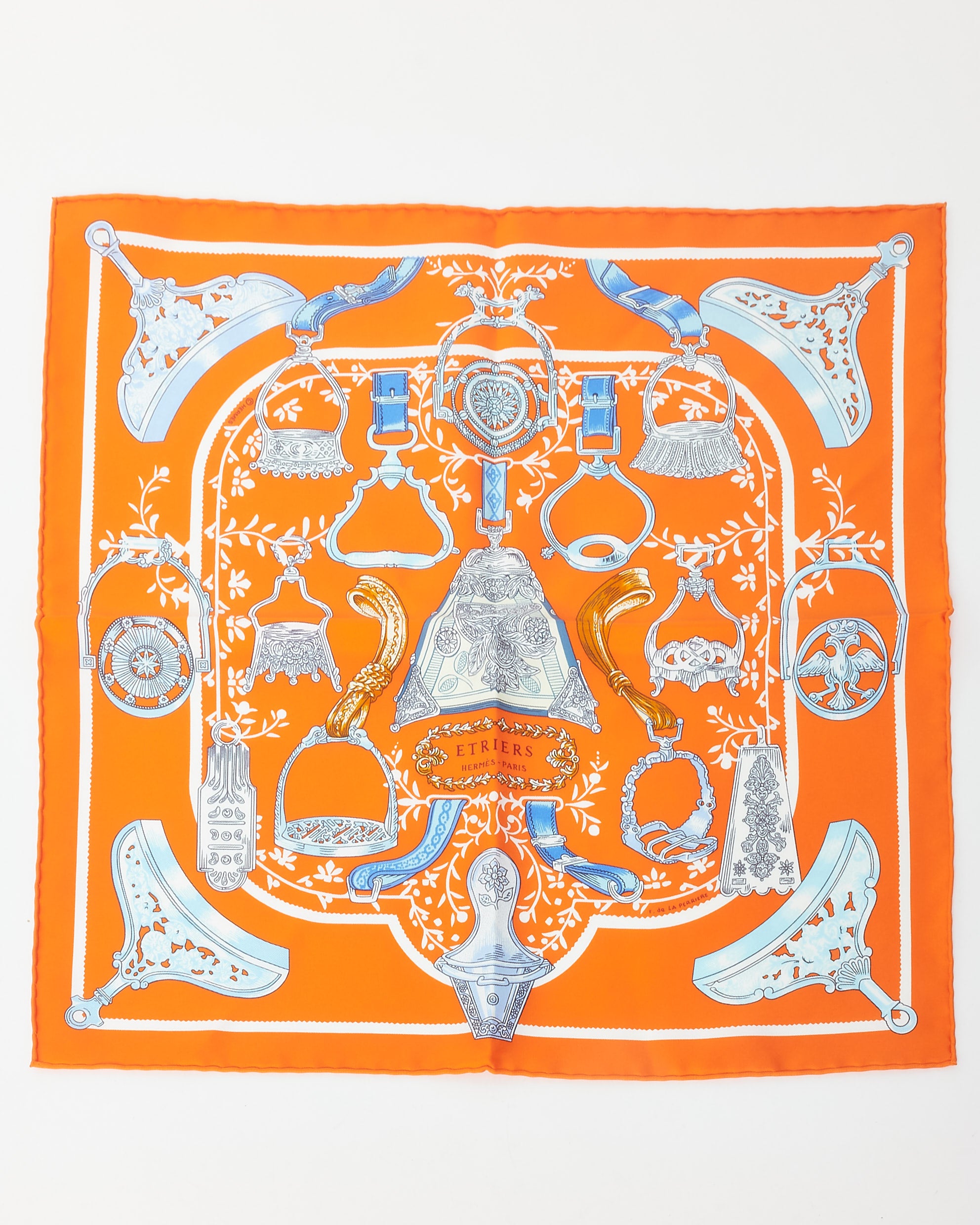 Buy Hermès Orange Multi Etriers Stirrup Silk Scarf