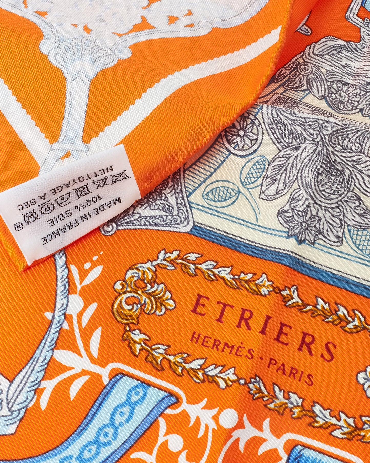 Hermès Orange & Multi Etriers Stirrup Silk Scarf