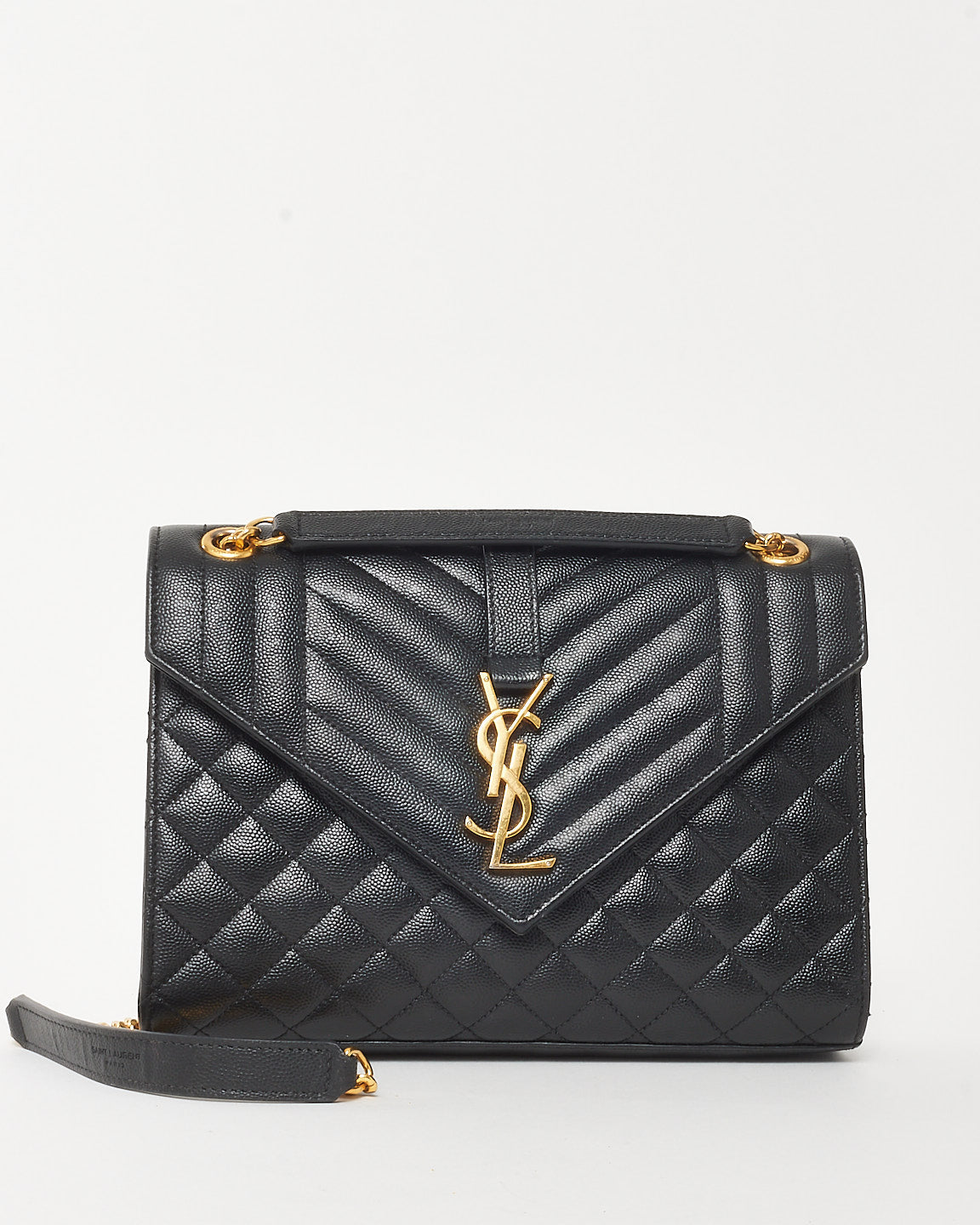 Buy Saint Laurent Black Quilted Embossed Leather Medium YSL Logo