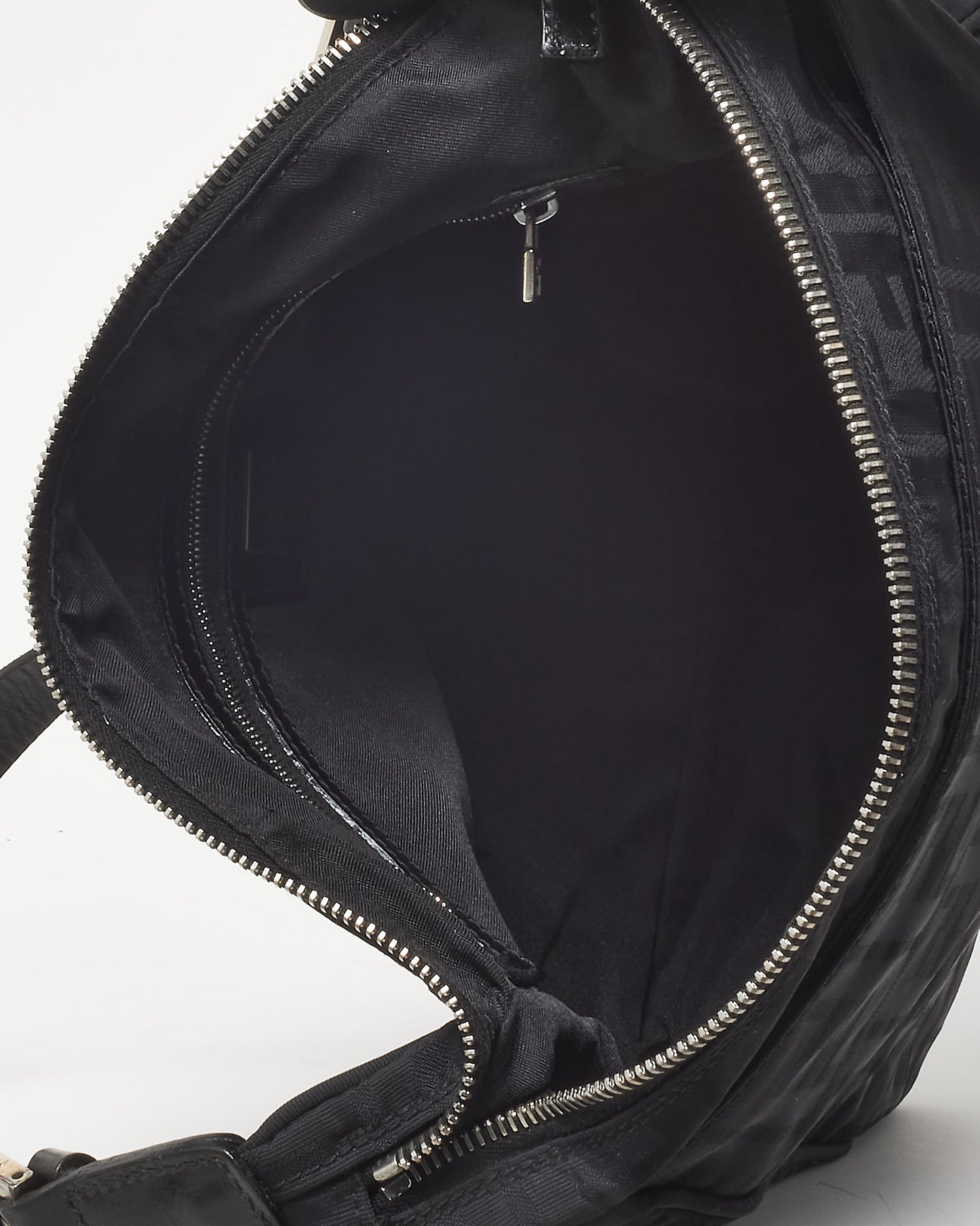 Fendi Vintage Black Zucca Print Nylon FF Logo Shoulder Bag