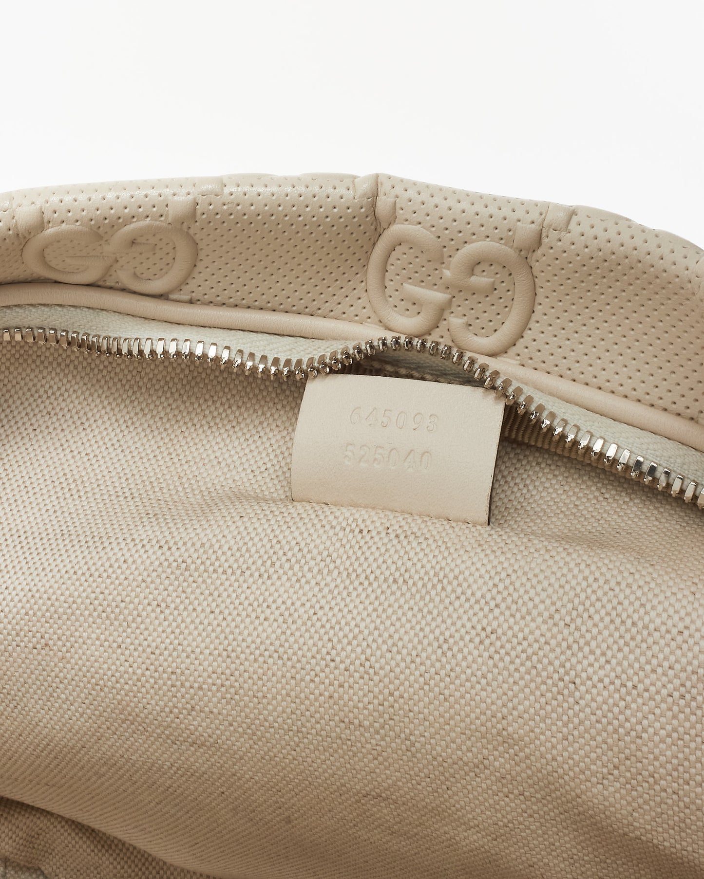 Gucci White GG Monogram Embossed Leather Front Pocket Large Belt Bag