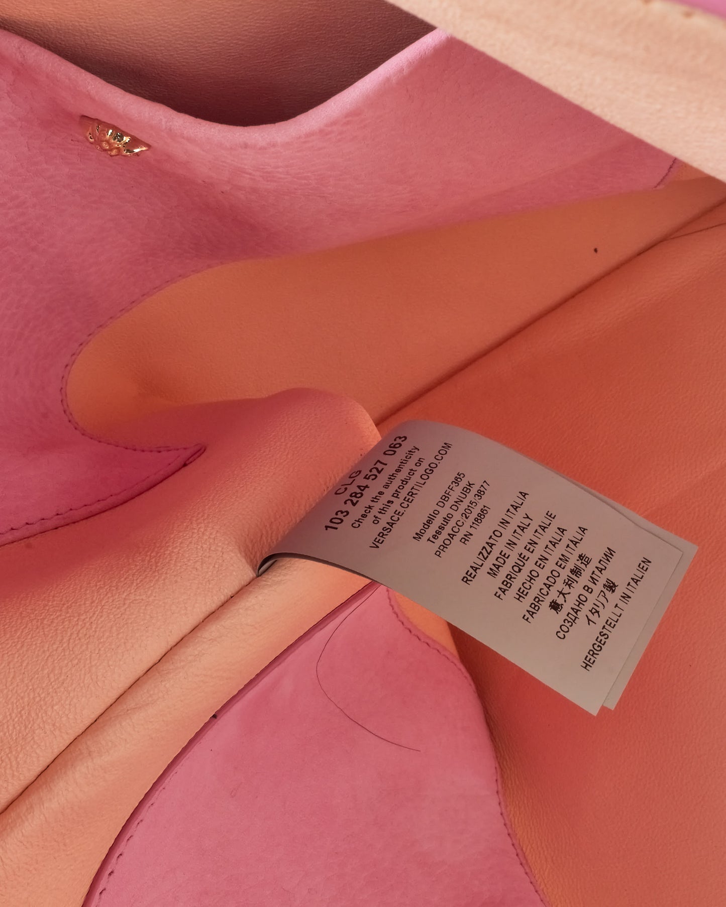 Versace Pink Brushed Leather Tonal Medusa Head Hobo Shoulder Bag