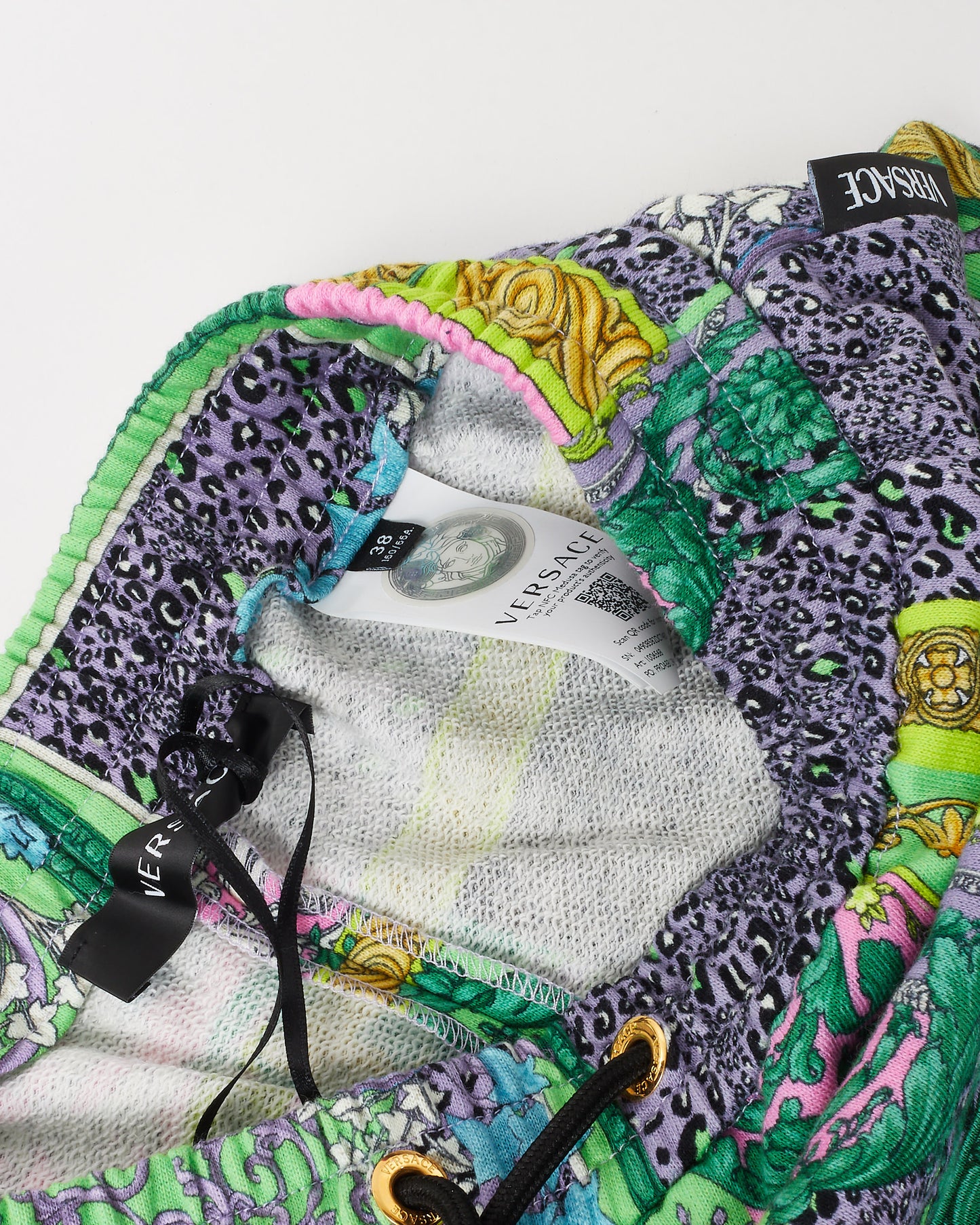 Versace Multi Barocco Patchwork Printed Cotton Shorts - 38