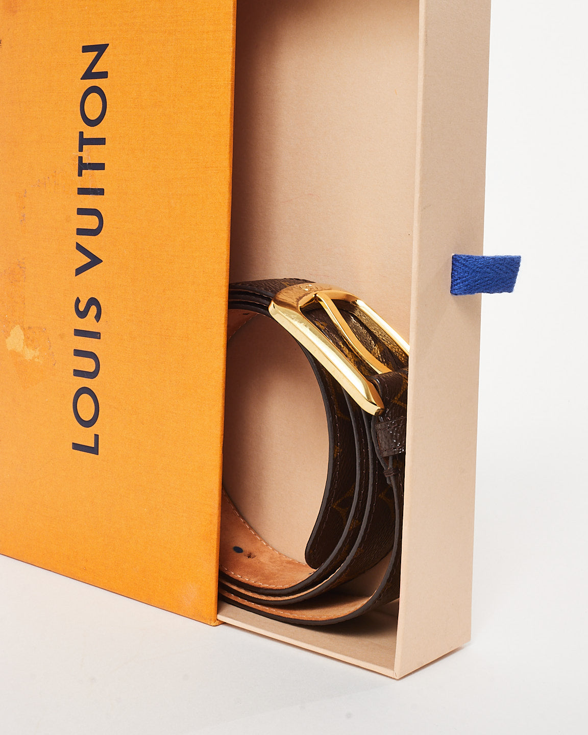 Louis Vuitton Monogram Canvas Gold Buckle Ellipse Belt - 95/38