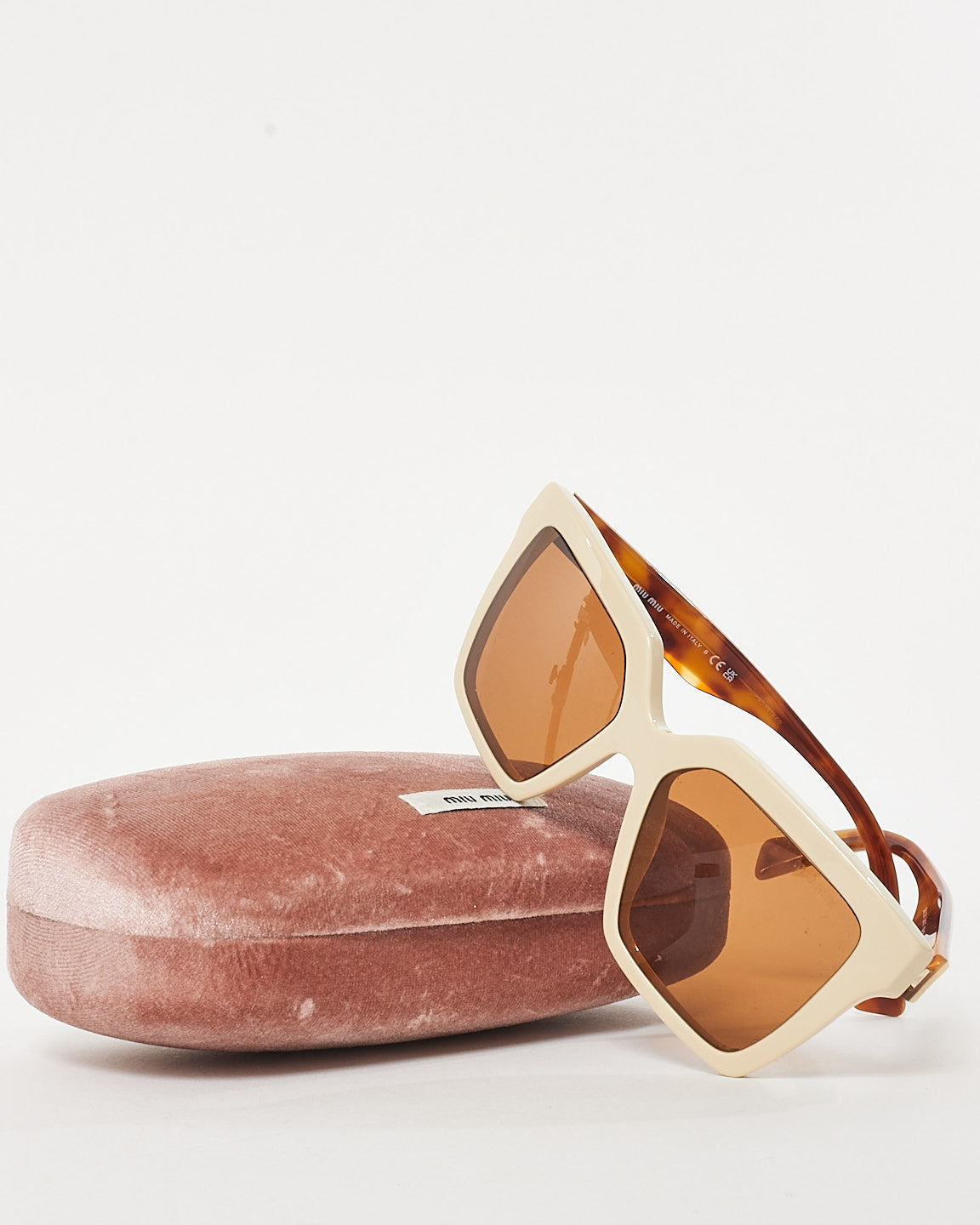 Miu Miu Cream Acetate Square Oversized Logo SMU03Y Sunglasses