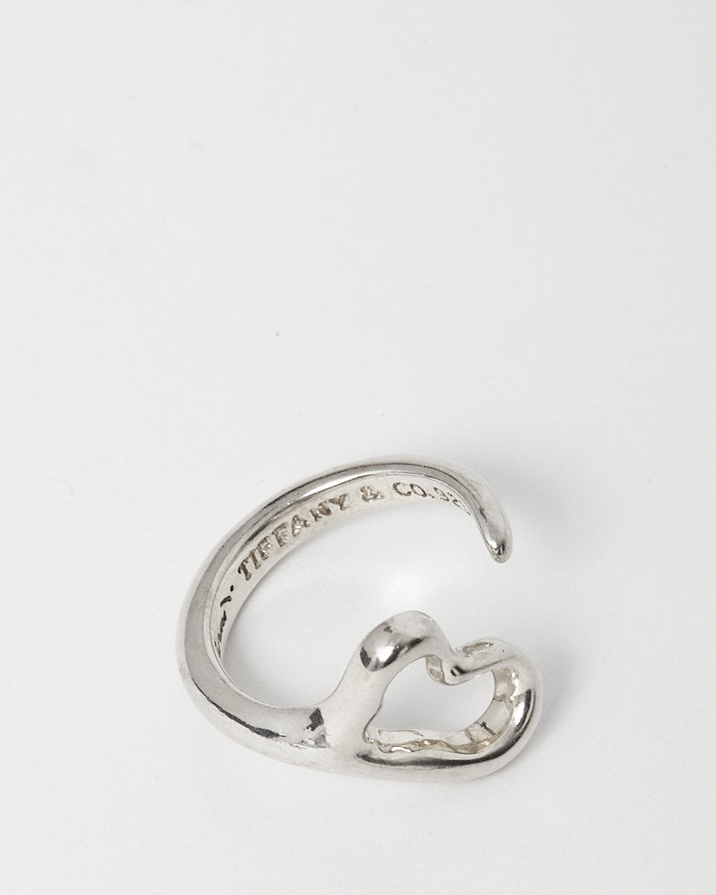 Tiffany & Co. Silver Elsa Peretti Open Heart Ring - 6