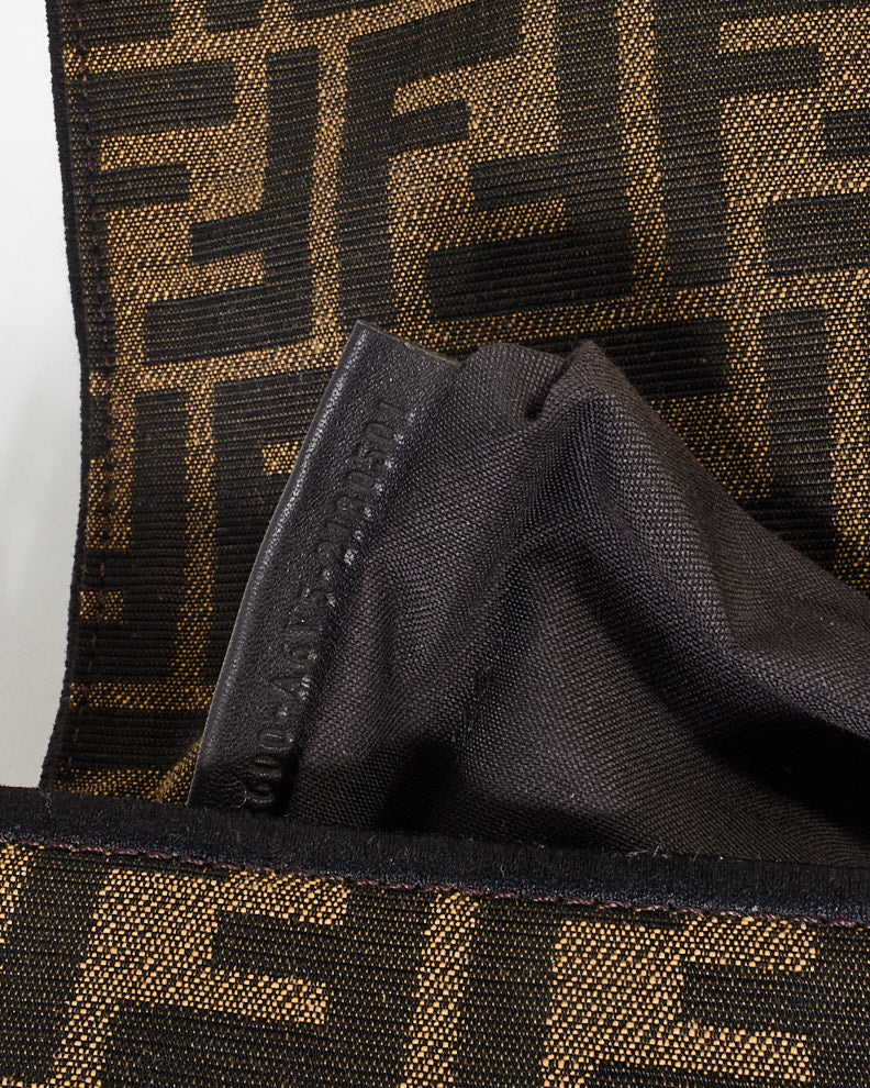Fendi Brown FF Zucca Jacquard Fabric Baguette Bag