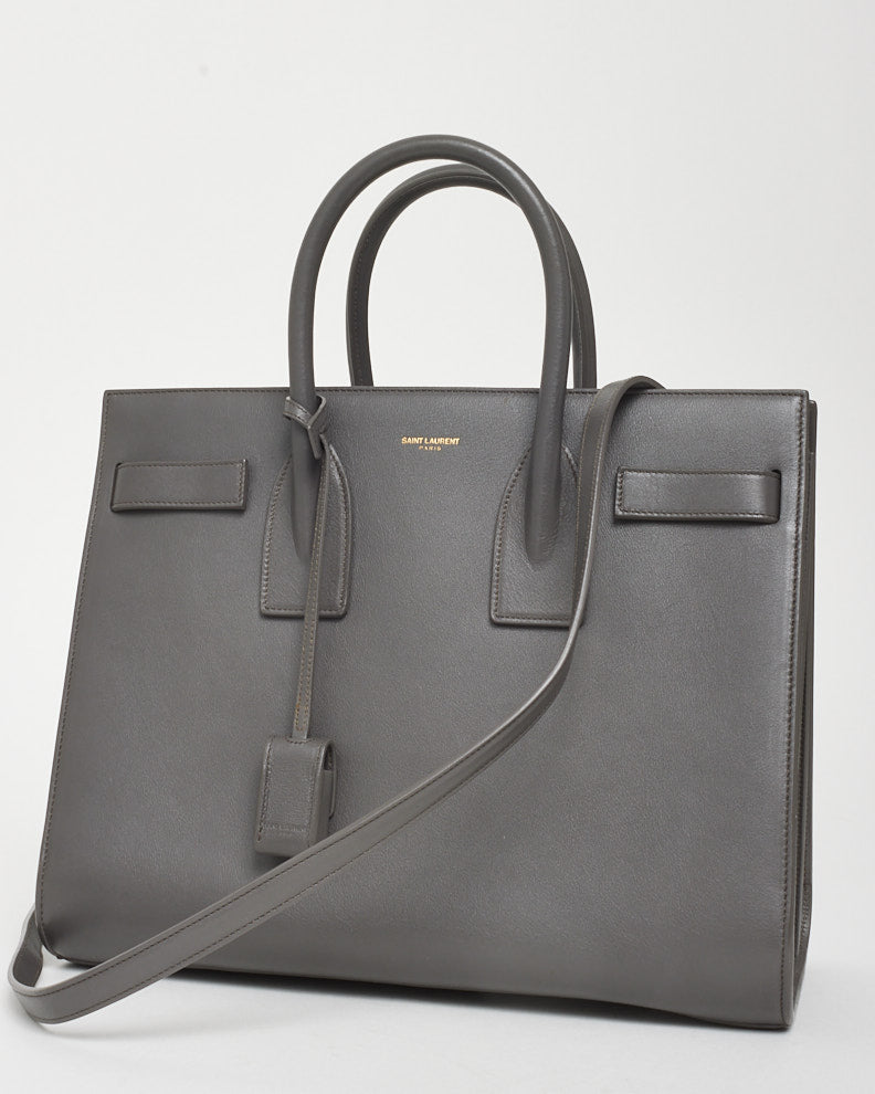 Saint Laurent Grey Smooth Leather Small Sac De Jour Bag