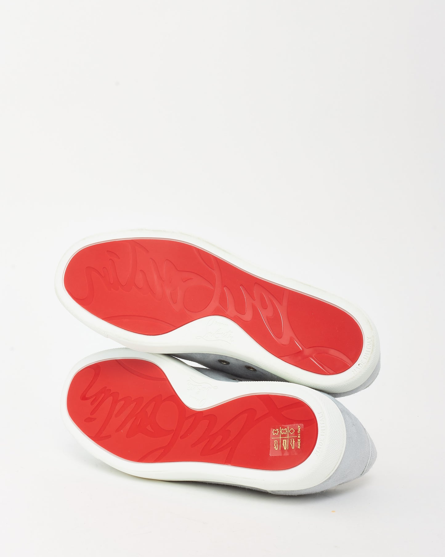 Christian Louboutin Grey Suede Vieira Silver Spikes Sneakers - 38.5