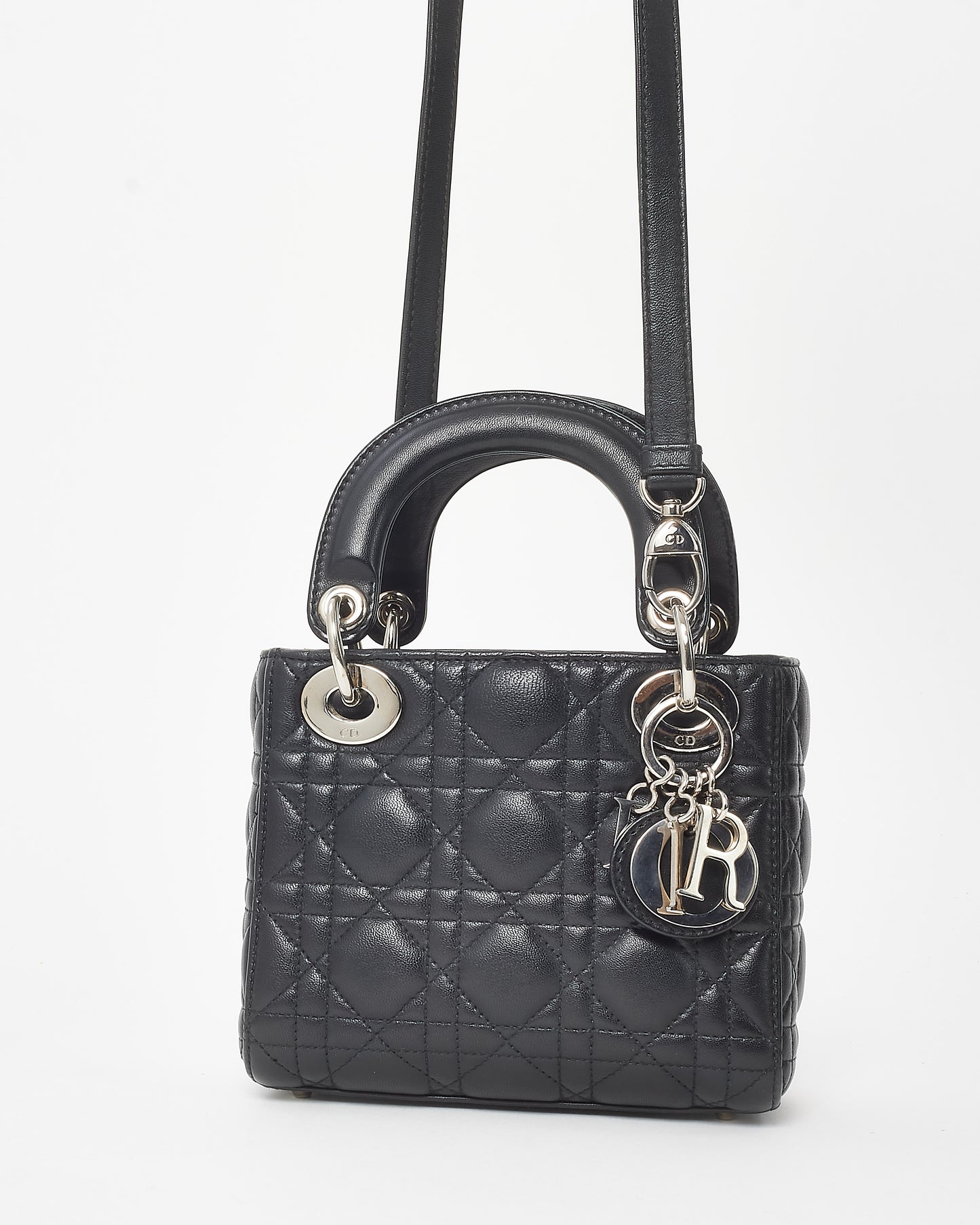 Dior Black Cannage Lambskin Leather Mini Lady Dior SHW