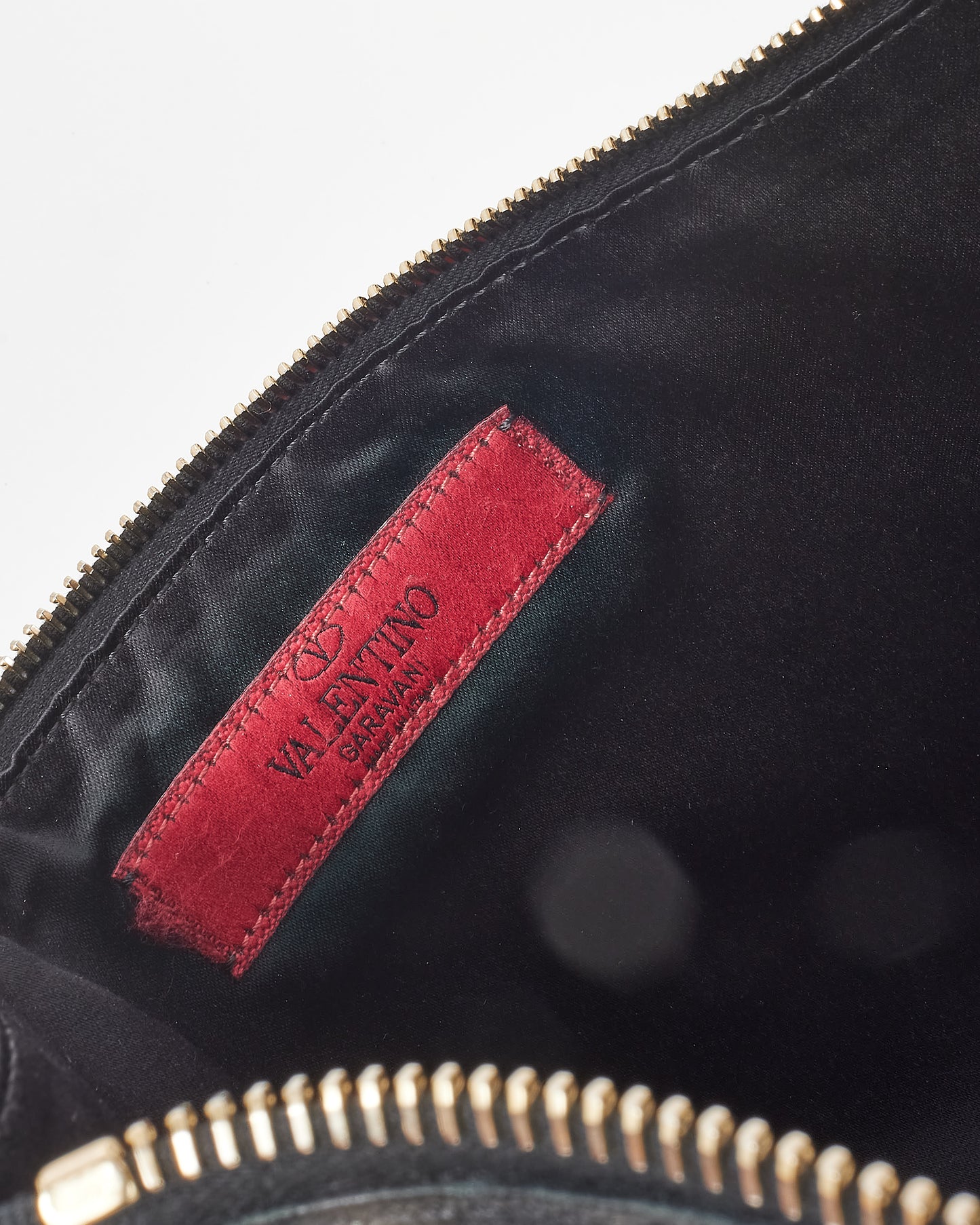 Valentino Black Leather Rockstud Zip Pouch Clutch