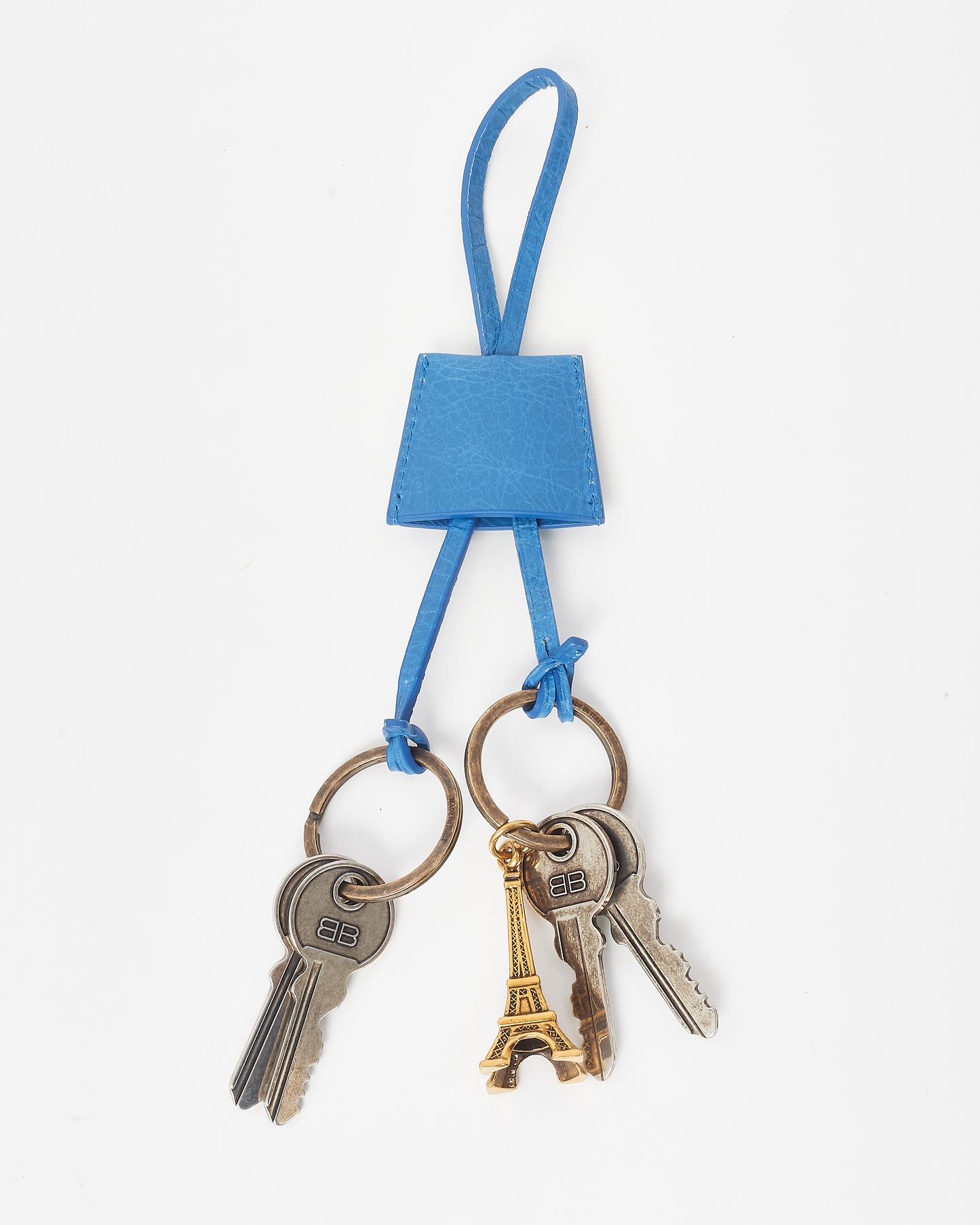 Balenciaga Blue Arena Leather Le City Charm Eiffel Key Chain